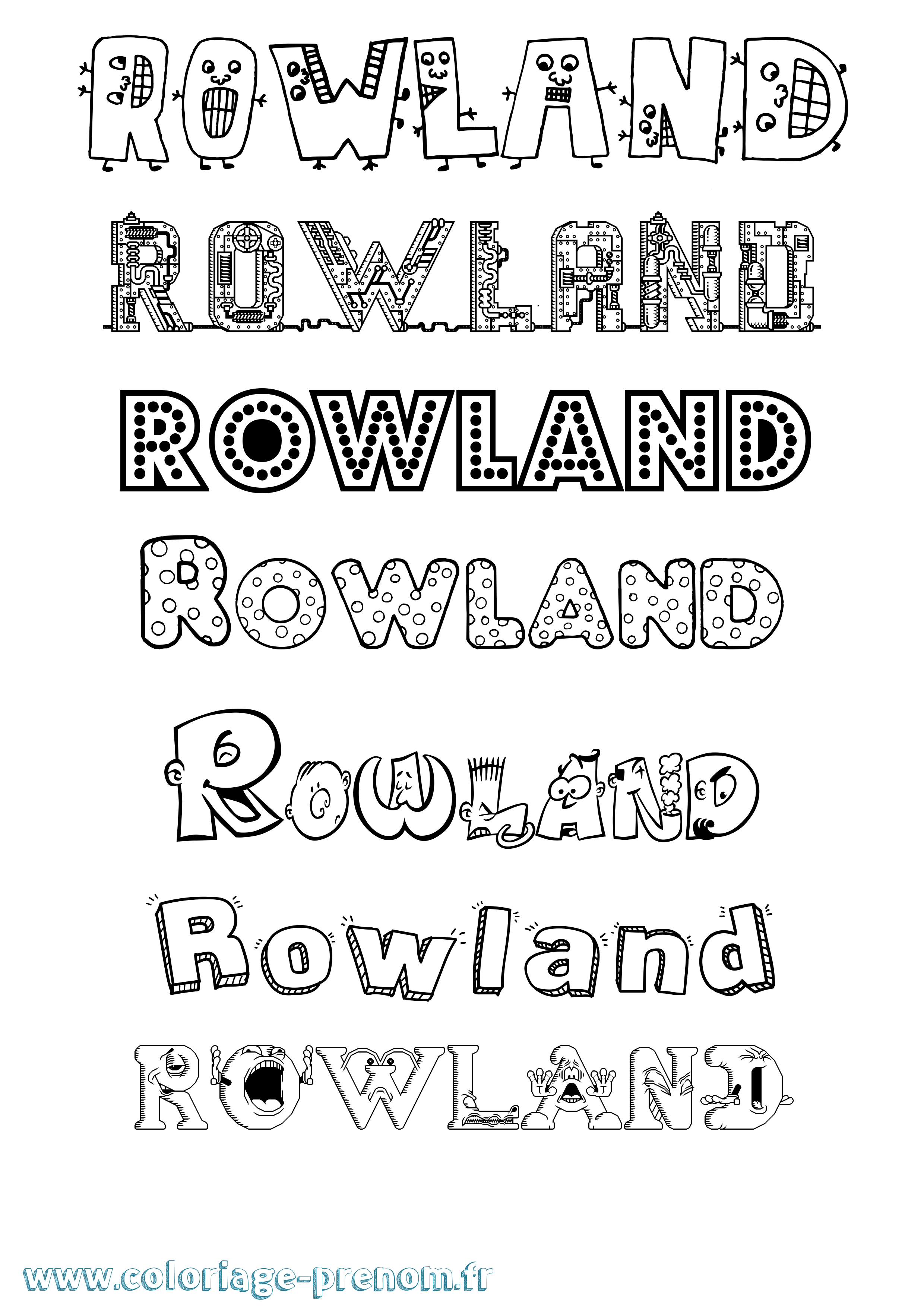 Coloriage Rowland Fun Coloriage prénom Rowland Fun
