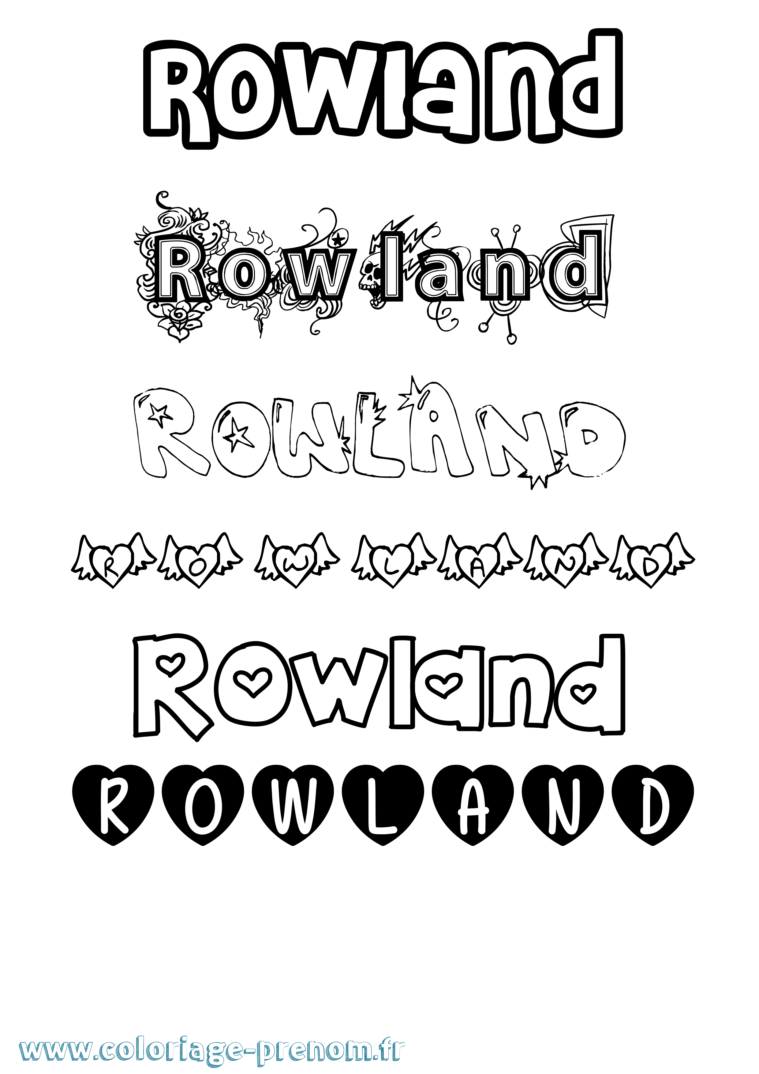 Coloriage Rowland Girly Coloriage prénom Rowland Girly