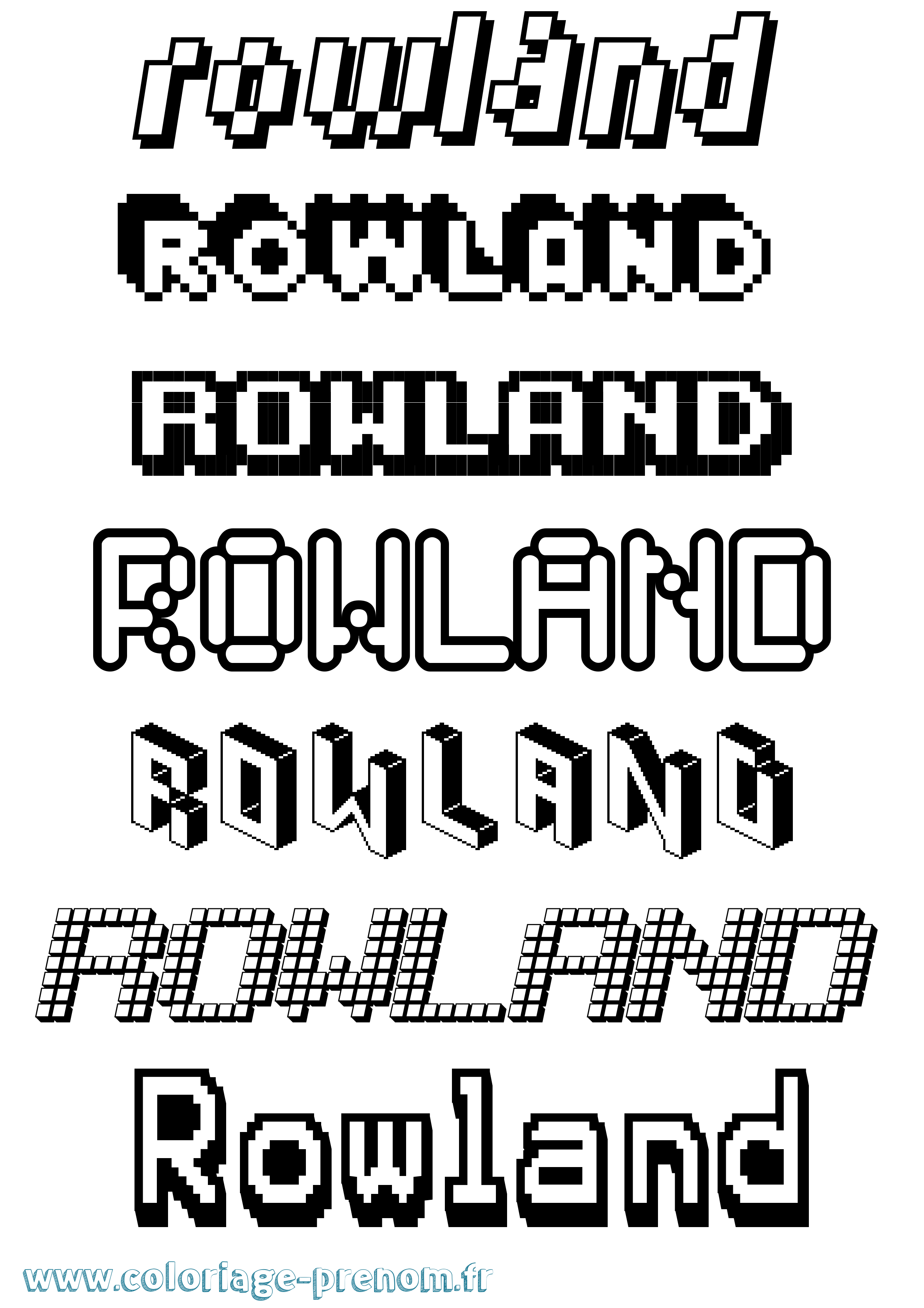 Coloriage Rowland Pixel Coloriage prénom Rowland Pixel