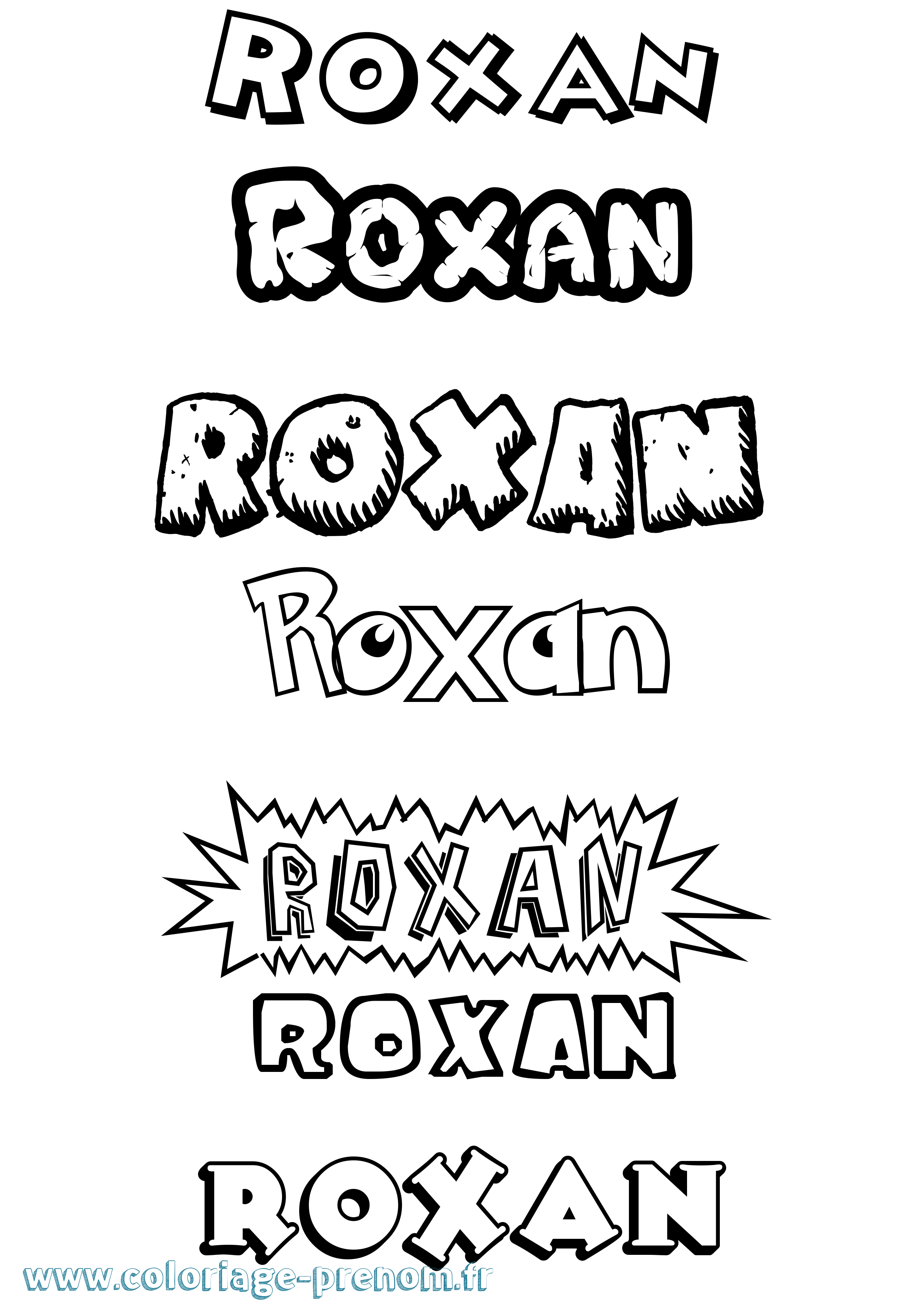 Coloriage Roxan Dessin Animé Coloriage prénom Roxan Dessin Animé