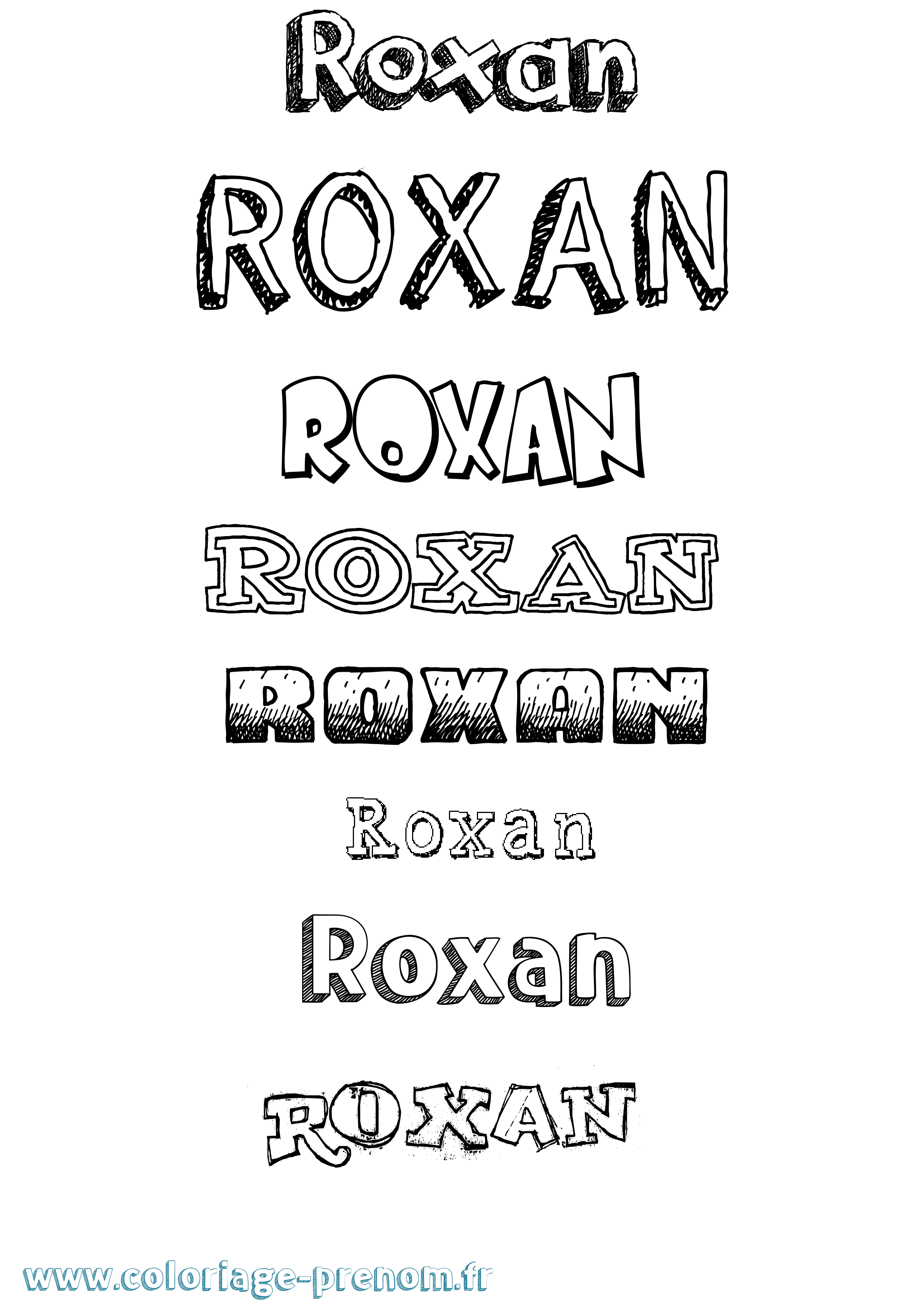 Coloriage Roxan Dessiné Coloriage prénom Roxan Dessiné