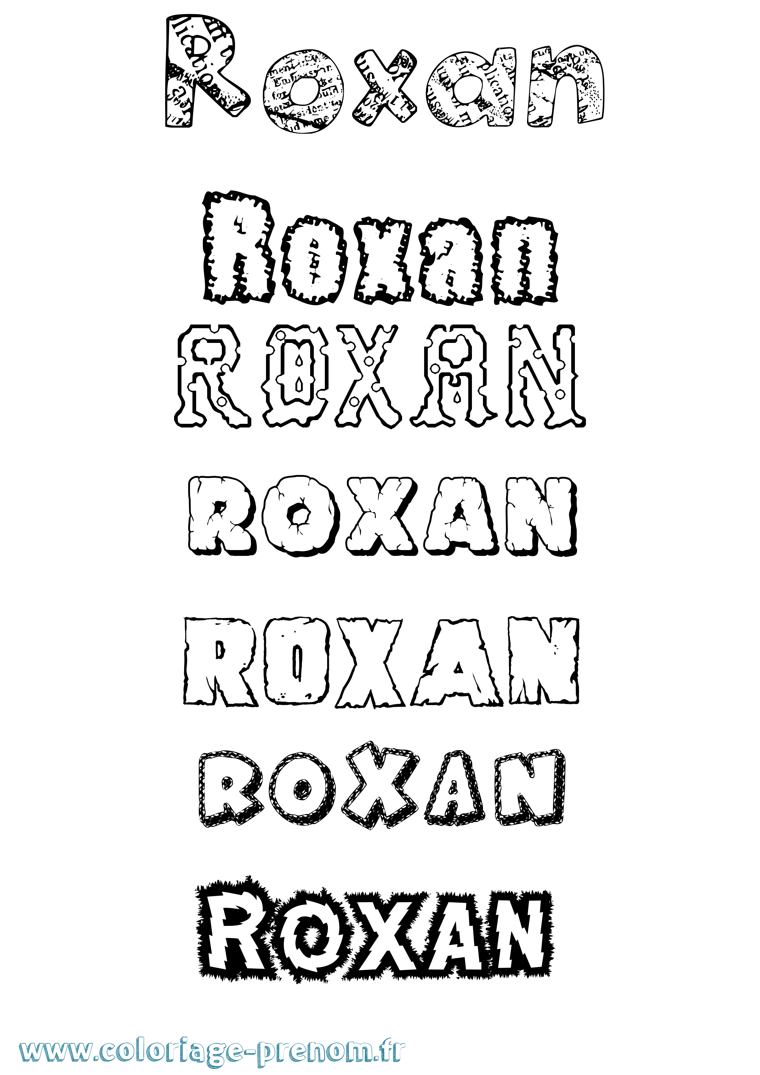 Coloriage Roxan Destructuré Coloriage prénom Roxan Destructuré