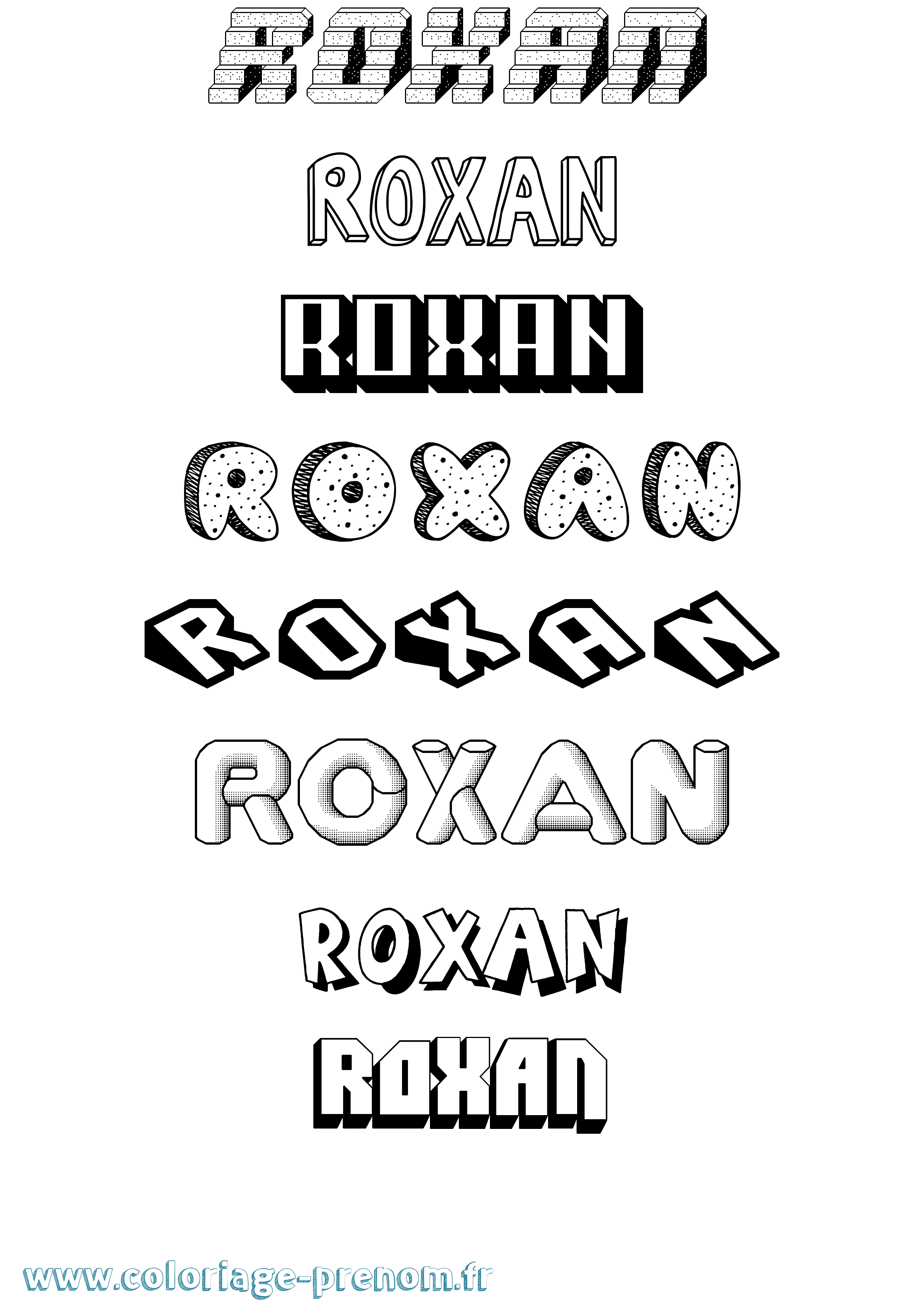 Coloriage Roxan Effet 3D Coloriage prénom Roxan Effet 3D