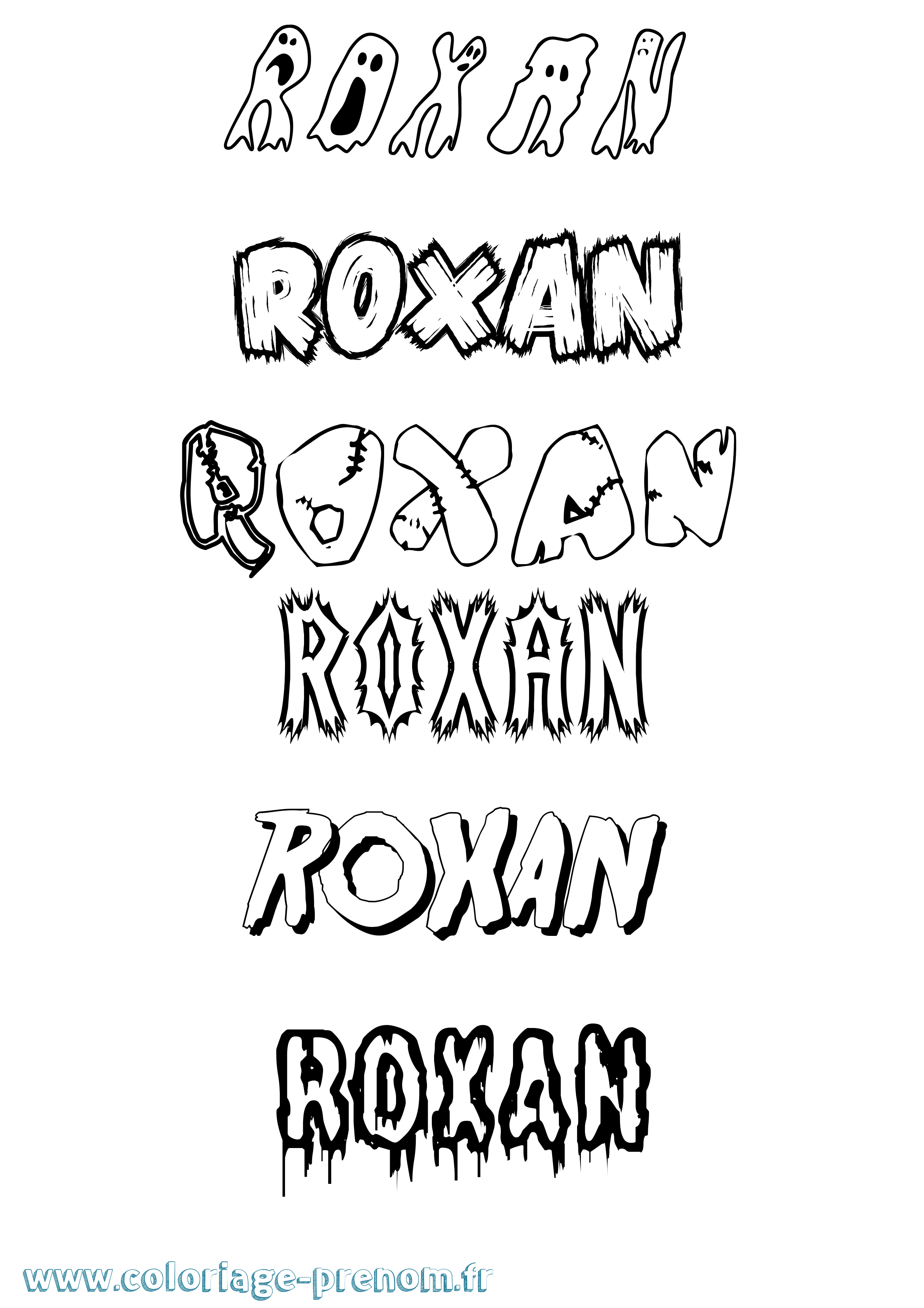 Coloriage Roxan Frisson Coloriage prénom Roxan Frisson