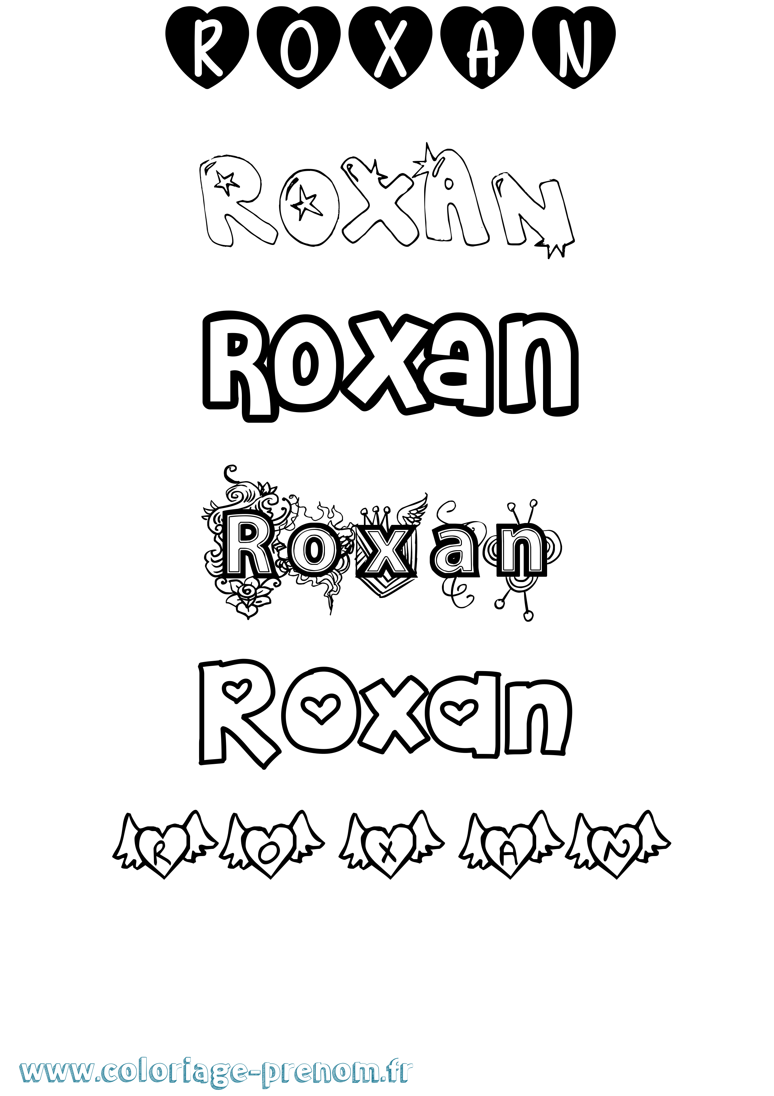 Coloriage Roxan Girly Coloriage prénom Roxan Girly