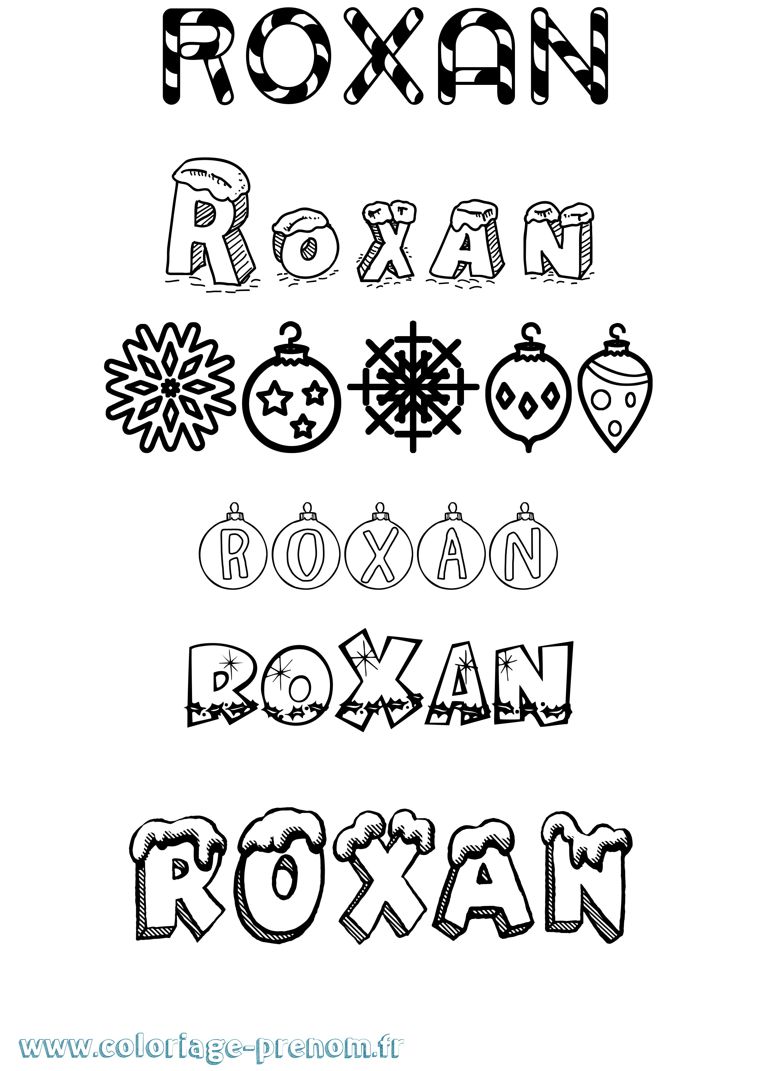 Coloriage Roxan Noël Coloriage prénom Roxan Noël
