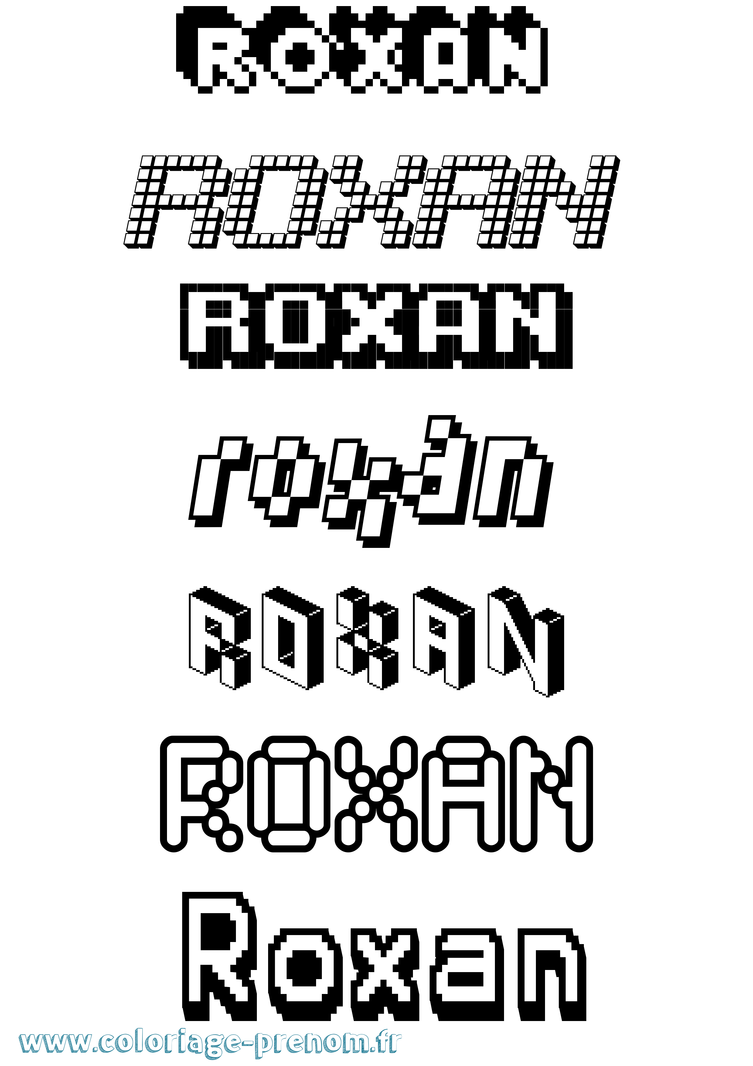 Coloriage Roxan Pixel Coloriage prénom Roxan Pixel