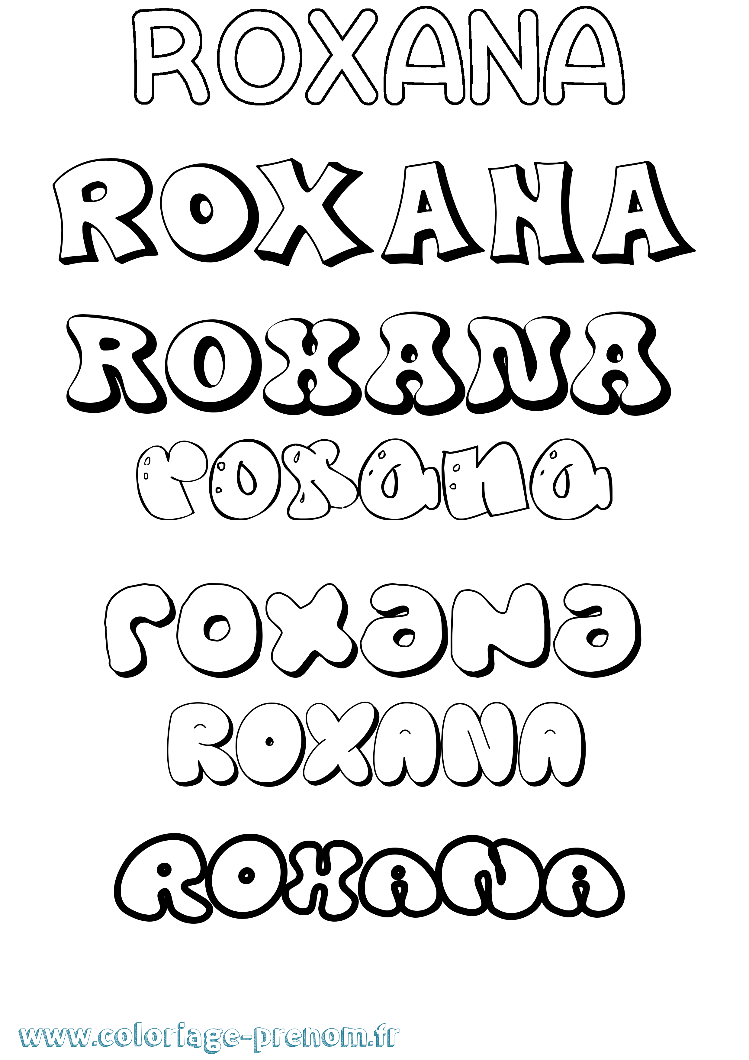 Coloriage Roxana Bubble Coloriage prénom Roxana Bubble