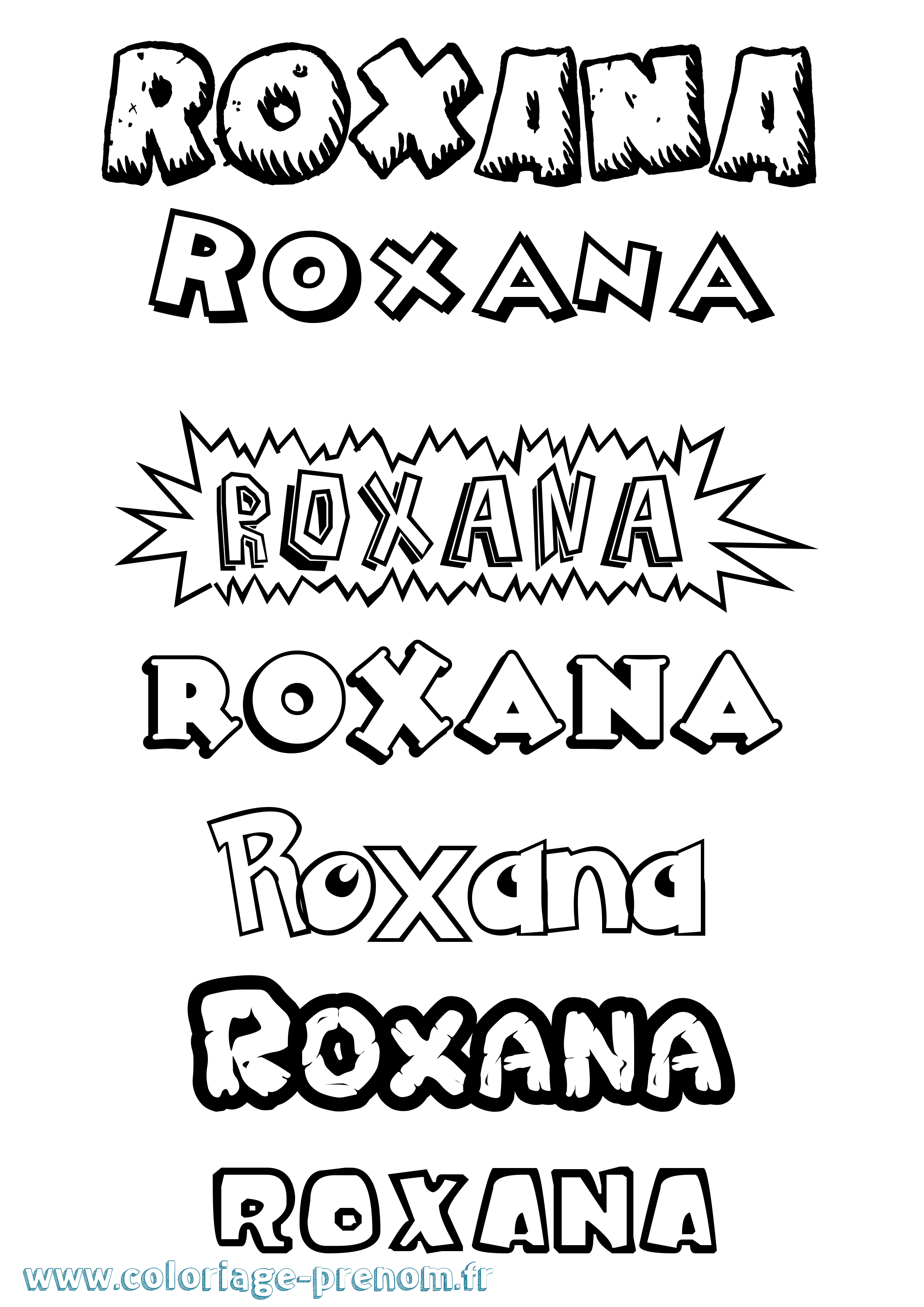 Coloriage Roxana Dessin Animé Coloriage prénom Roxana Dessin Animé