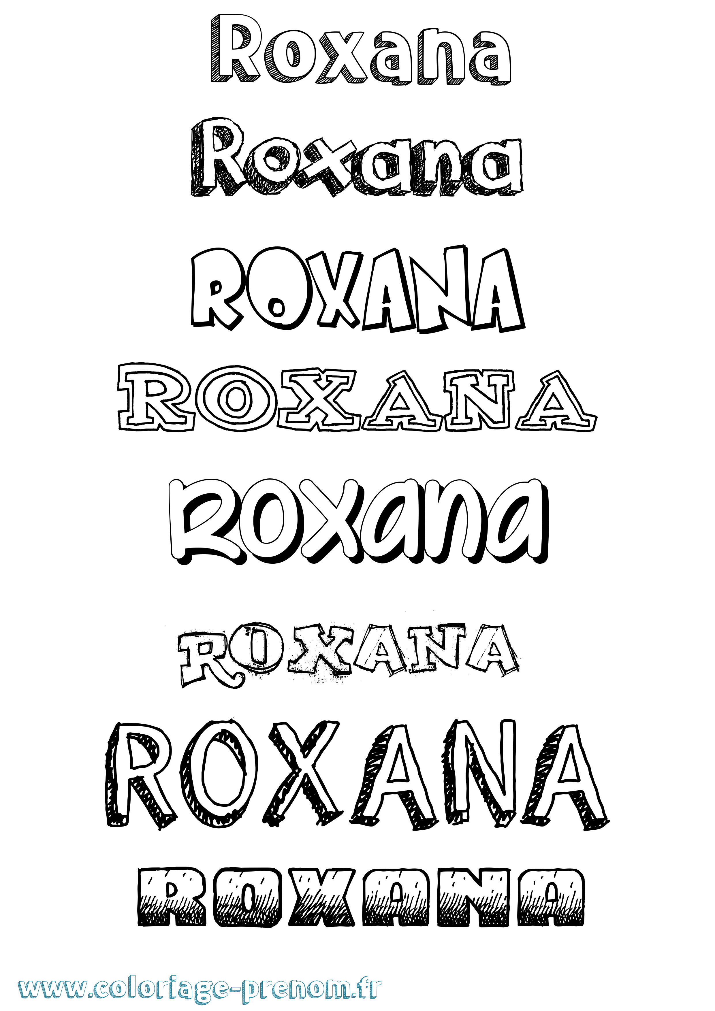 Coloriage Roxana Dessiné Coloriage prénom Roxana Dessiné