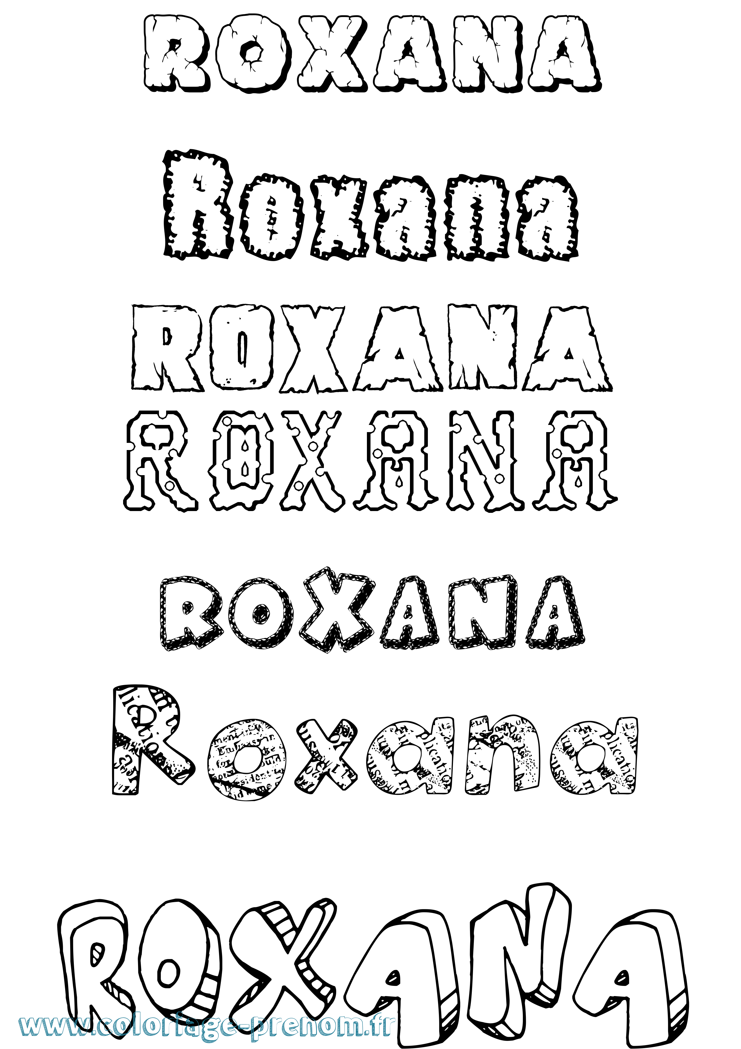 Coloriage Roxana Destructuré Coloriage prénom Roxana Destructuré