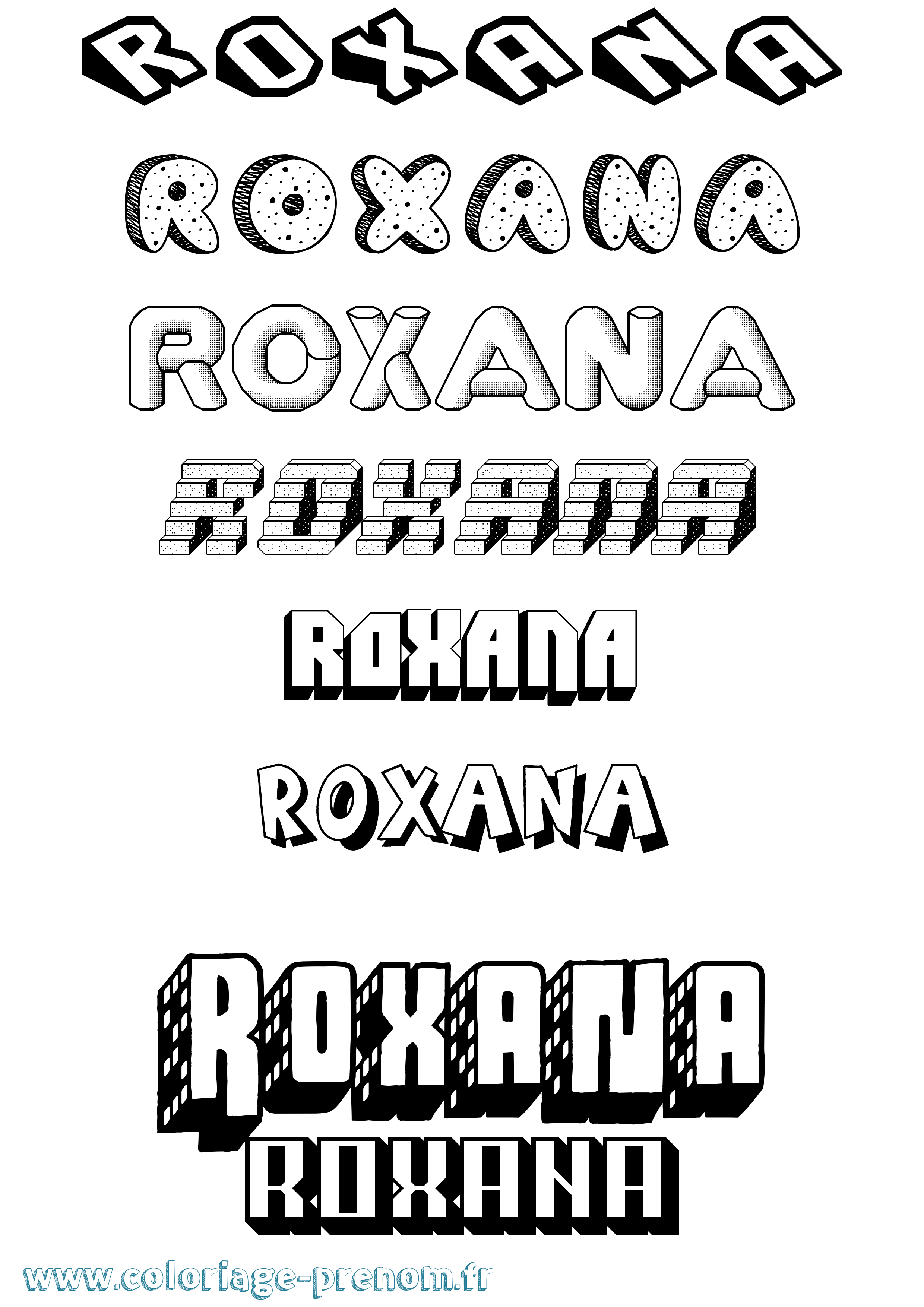 Coloriage Roxana Effet 3D Coloriage prénom Roxana Effet 3D