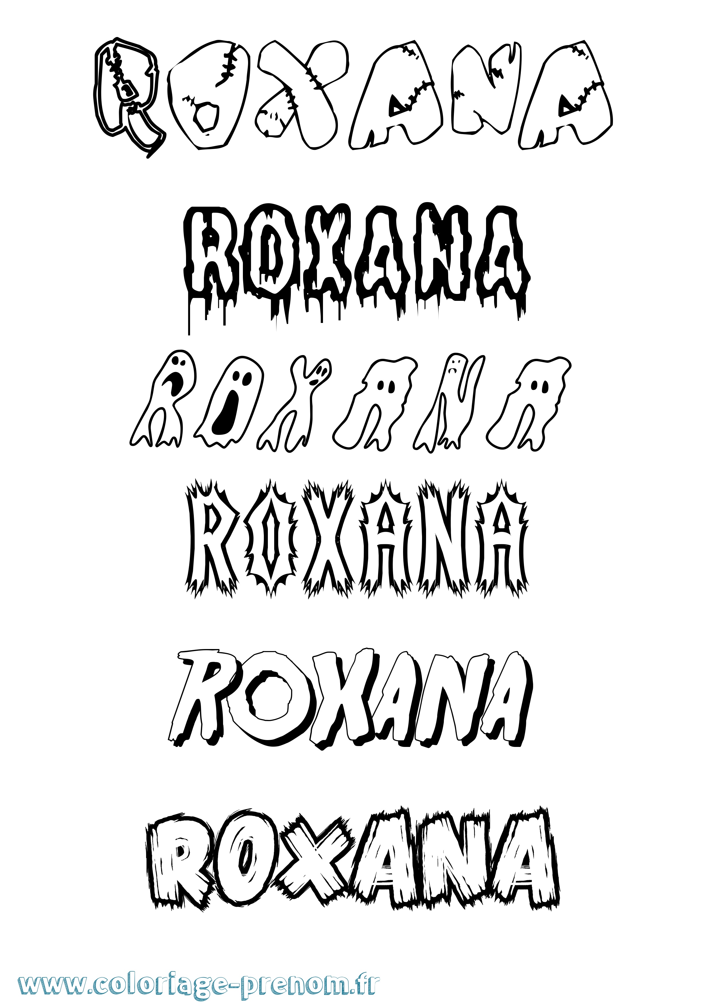 Coloriage Roxana Frisson Coloriage prénom Roxana Frisson