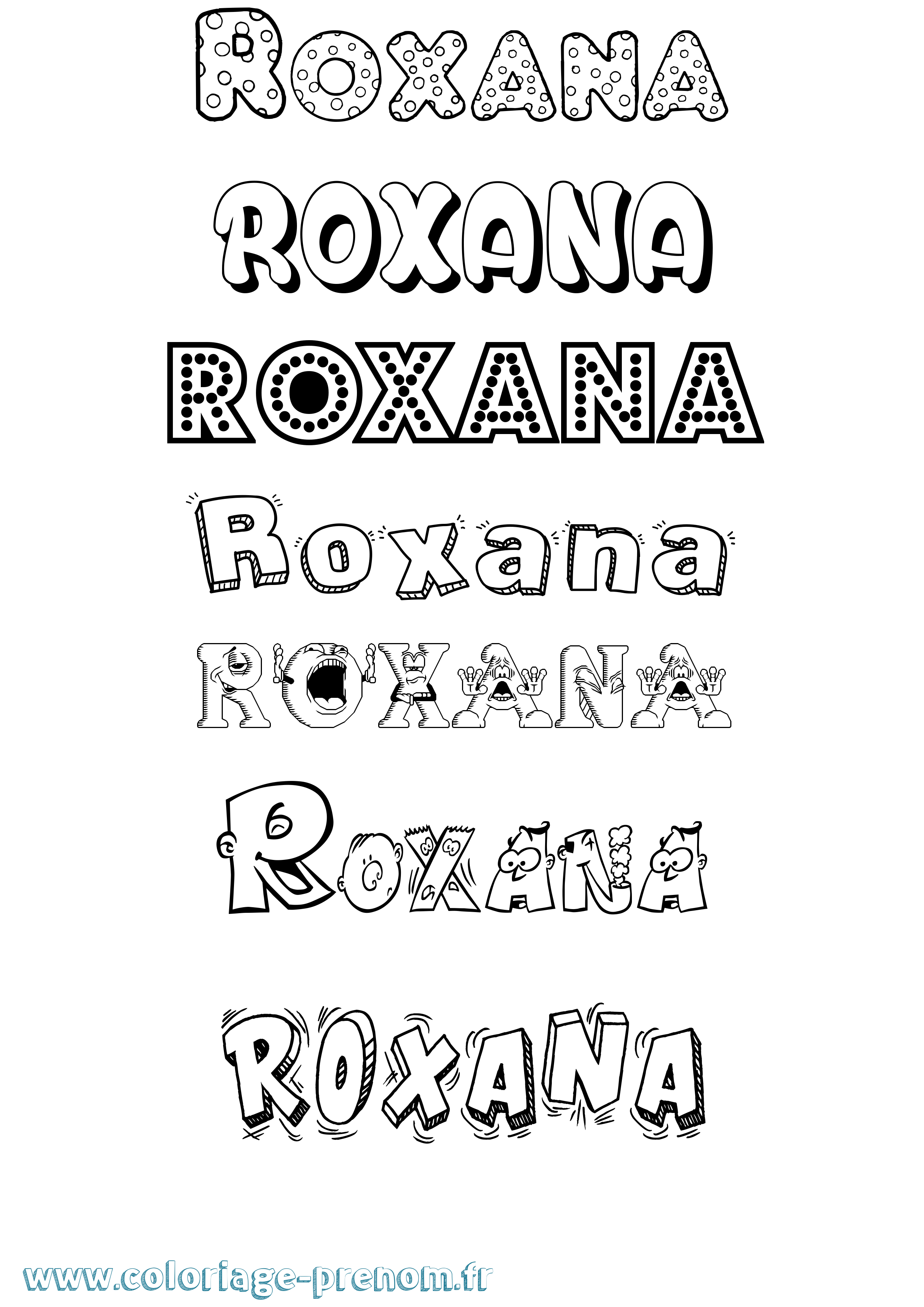 Coloriage Roxana Fun Coloriage prénom Roxana Fun
