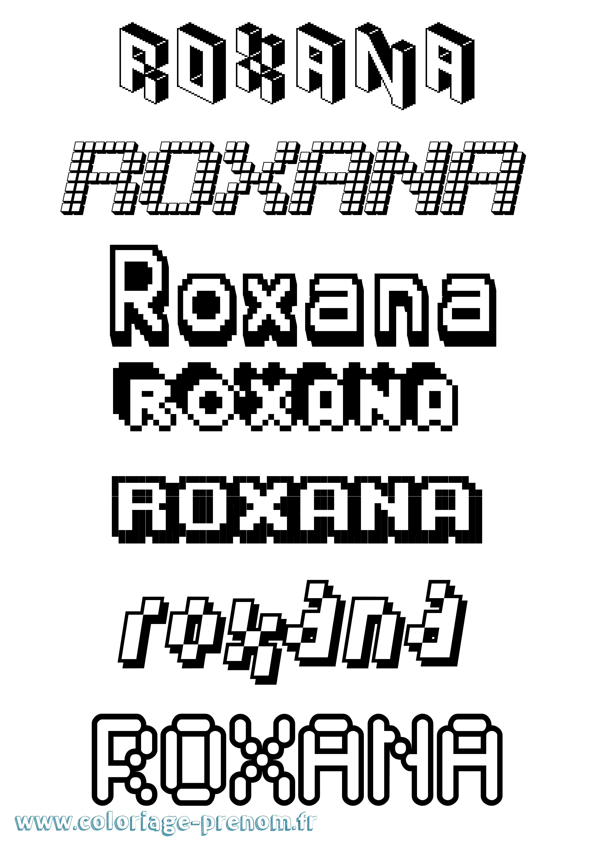 Coloriage Roxana Pixel Coloriage prénom Roxana Pixel
