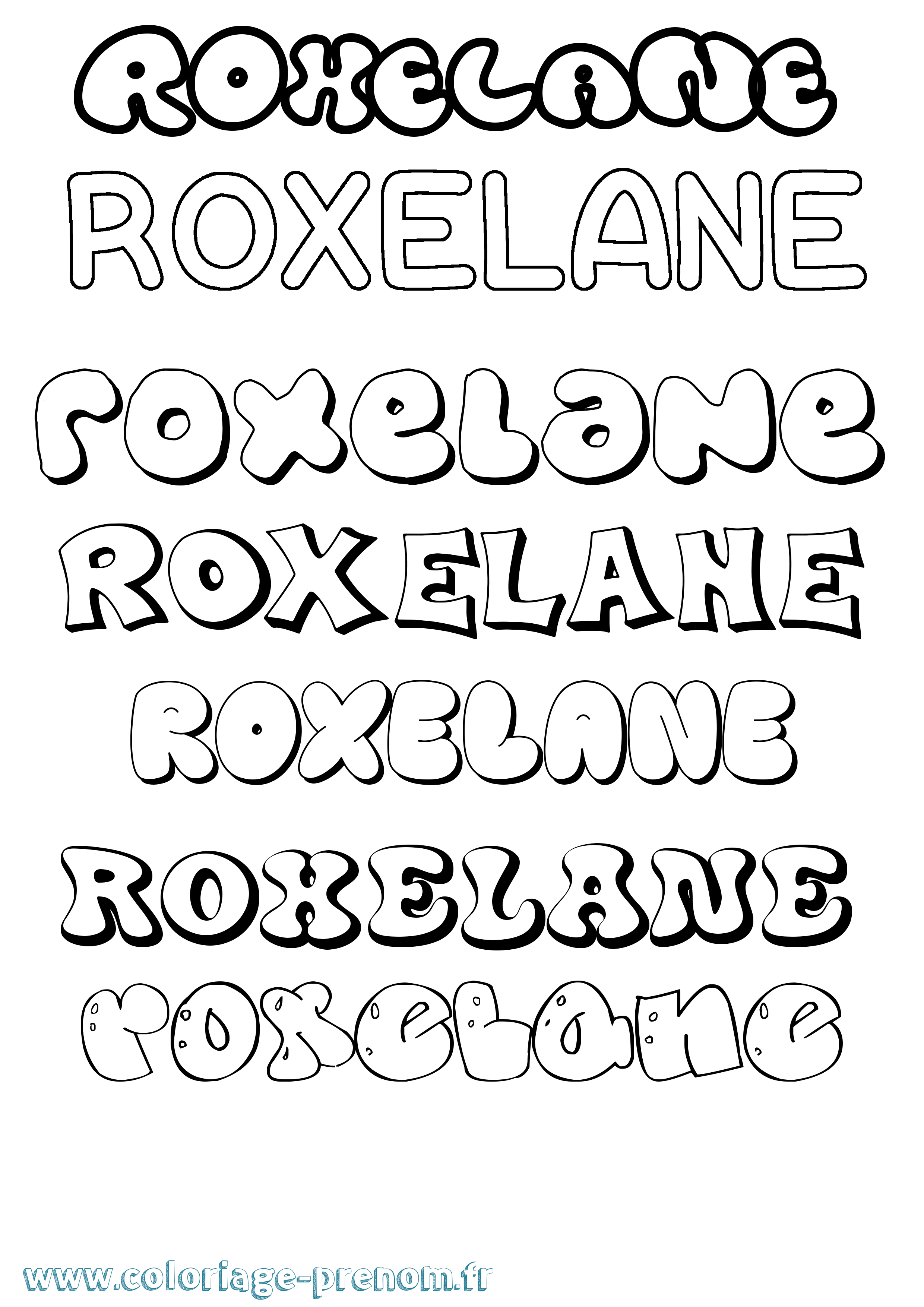 Coloriage Roxelane Bubble Coloriage prénom Roxelane Bubble