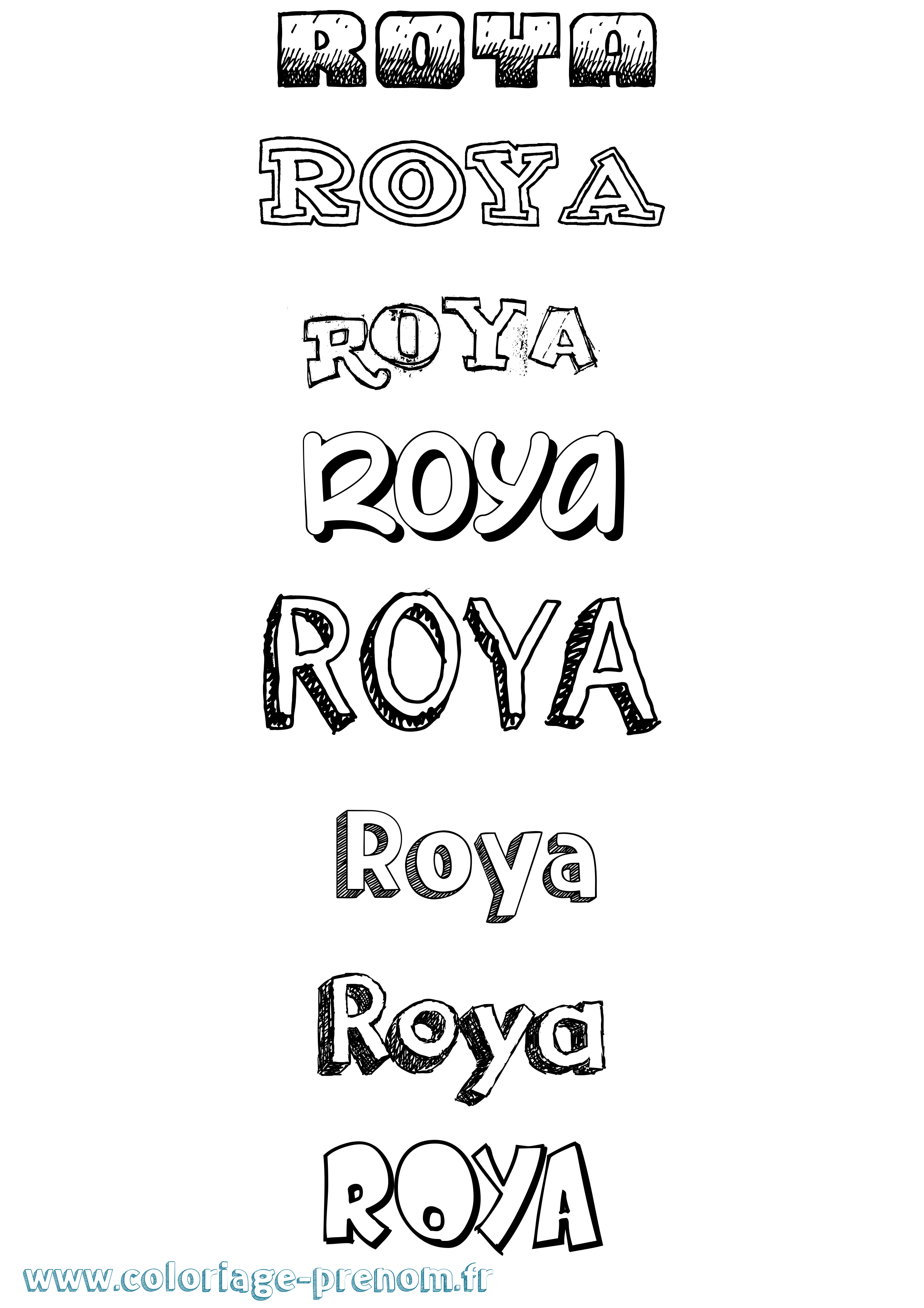 Coloriage Roya Dessiné Coloriage prénom Roya Dessiné