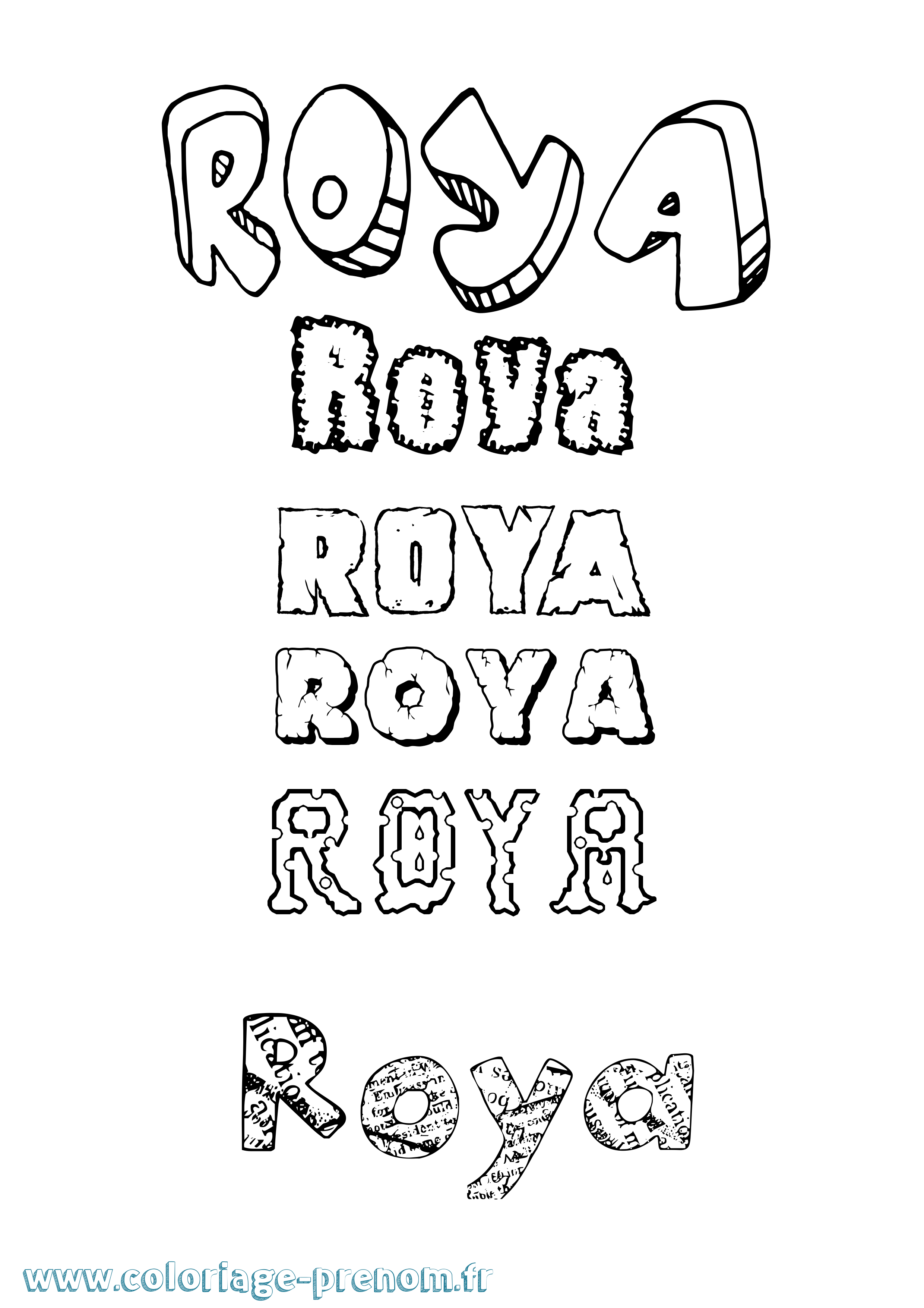 Coloriage Roya Destructuré Coloriage prénom Roya Destructuré