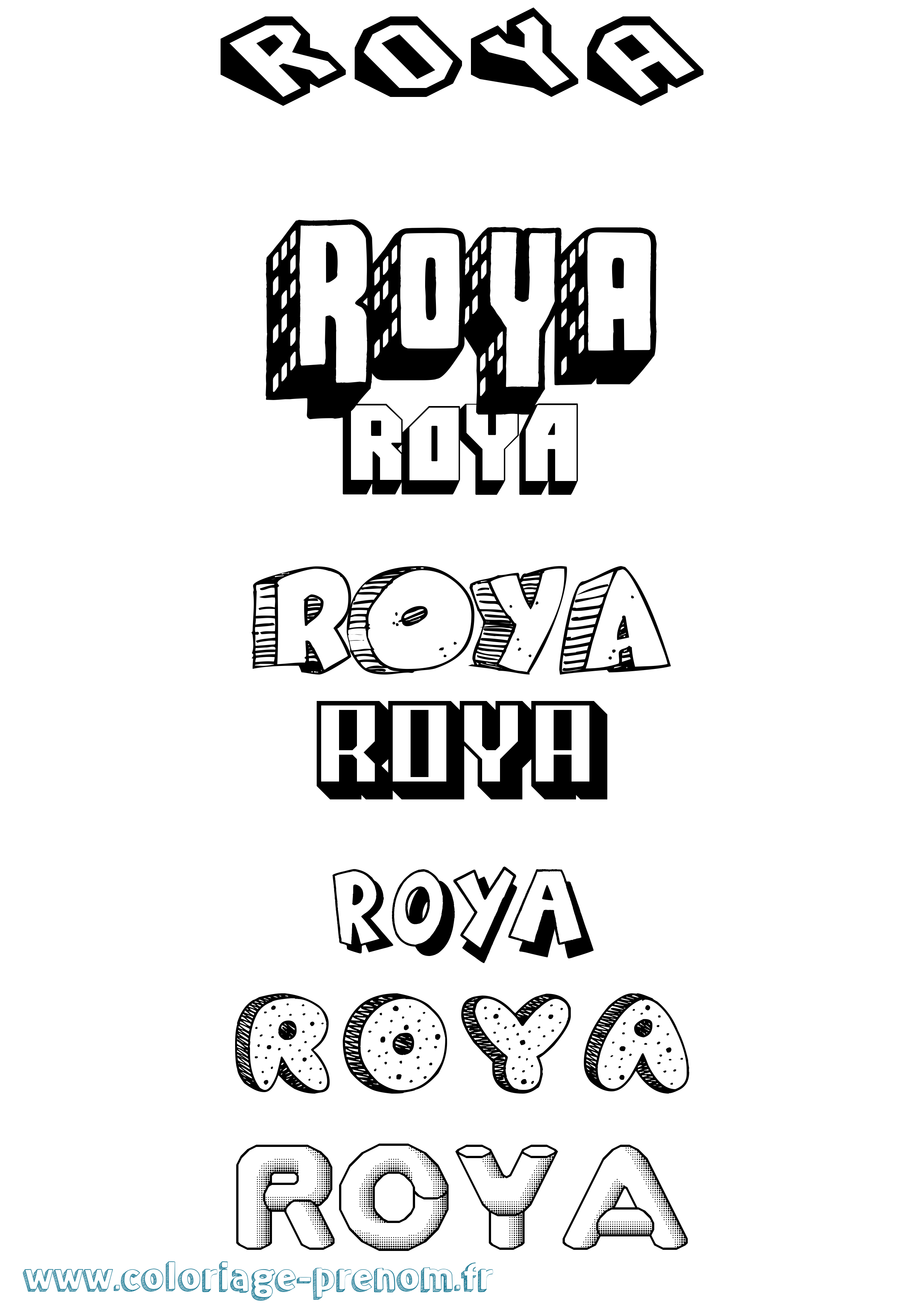 Coloriage Roya Effet 3D Coloriage prénom Roya Effet 3D