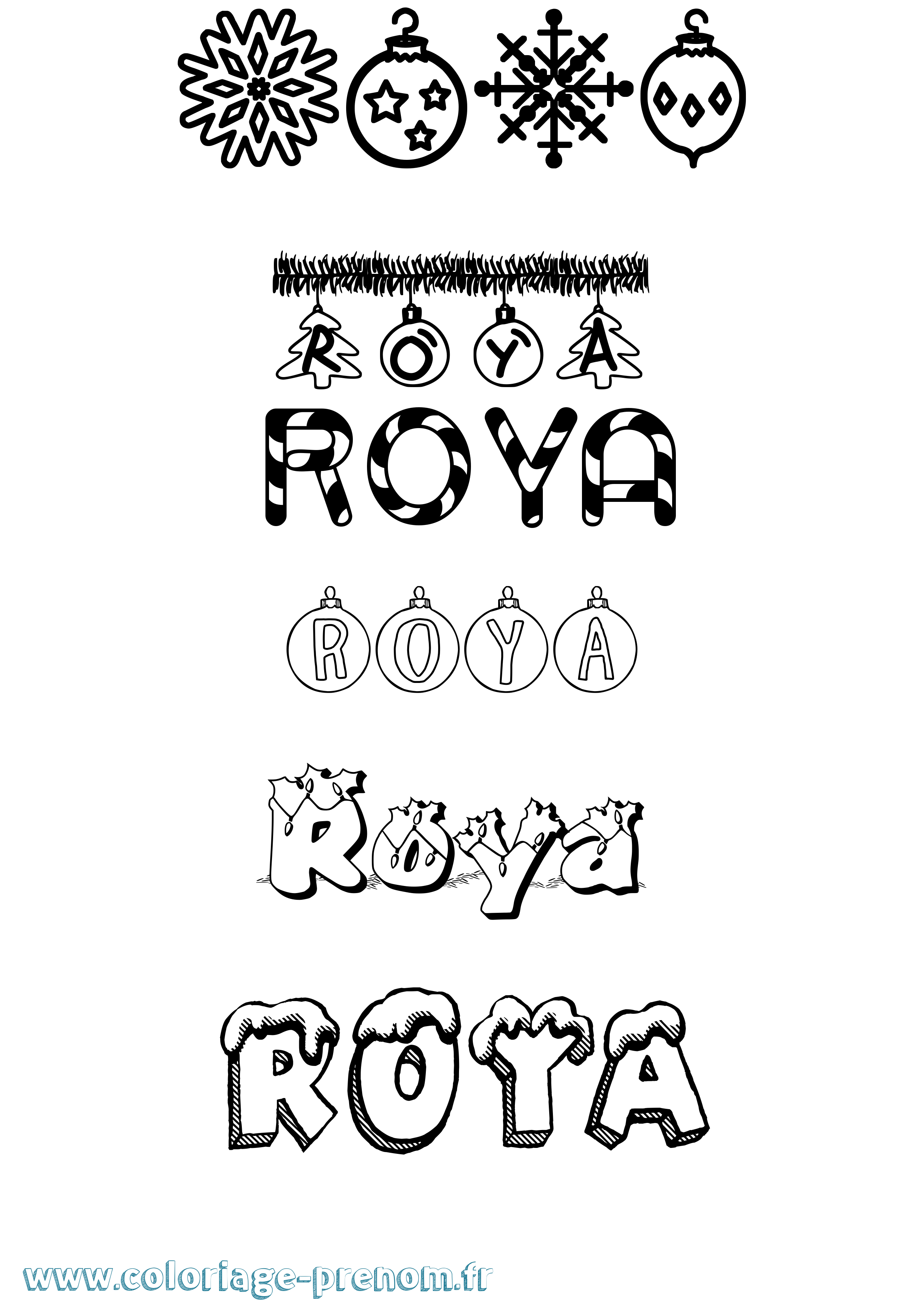 Coloriage Roya Noël Coloriage prénom Roya Noël