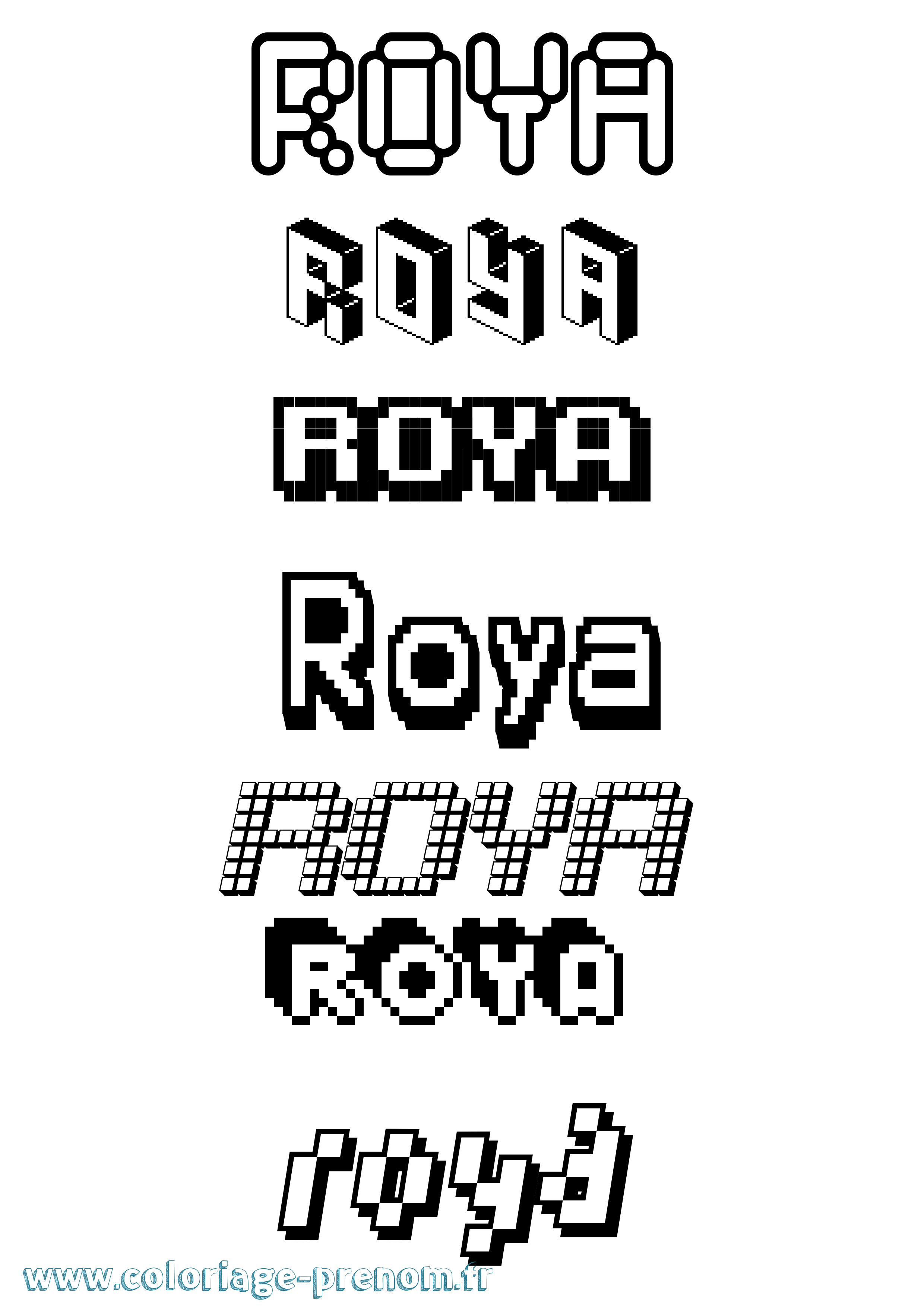 Coloriage Roya Pixel Coloriage prénom Roya Pixel