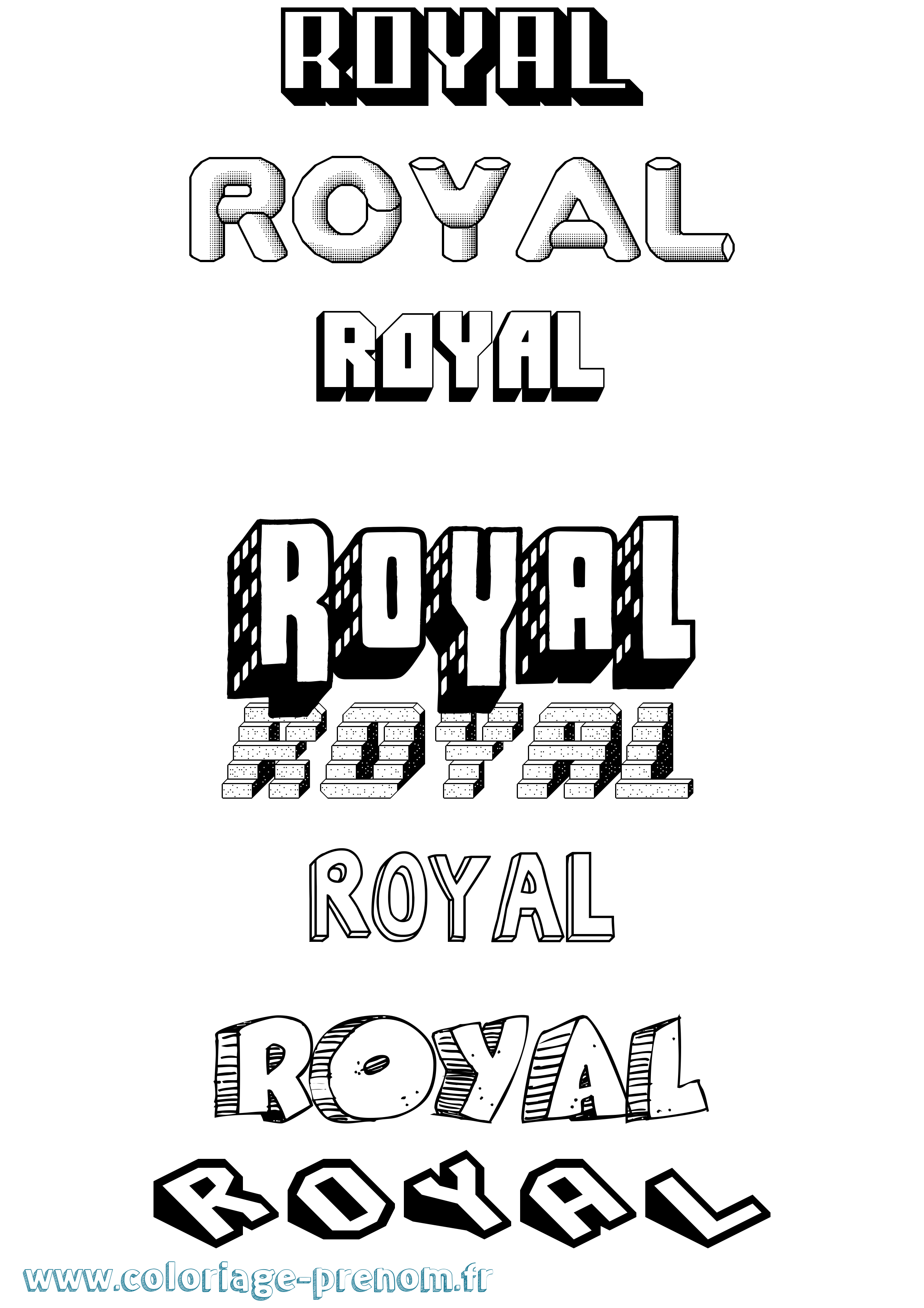 Coloriage Royal Effet 3D Coloriage prénom Royal Effet 3D