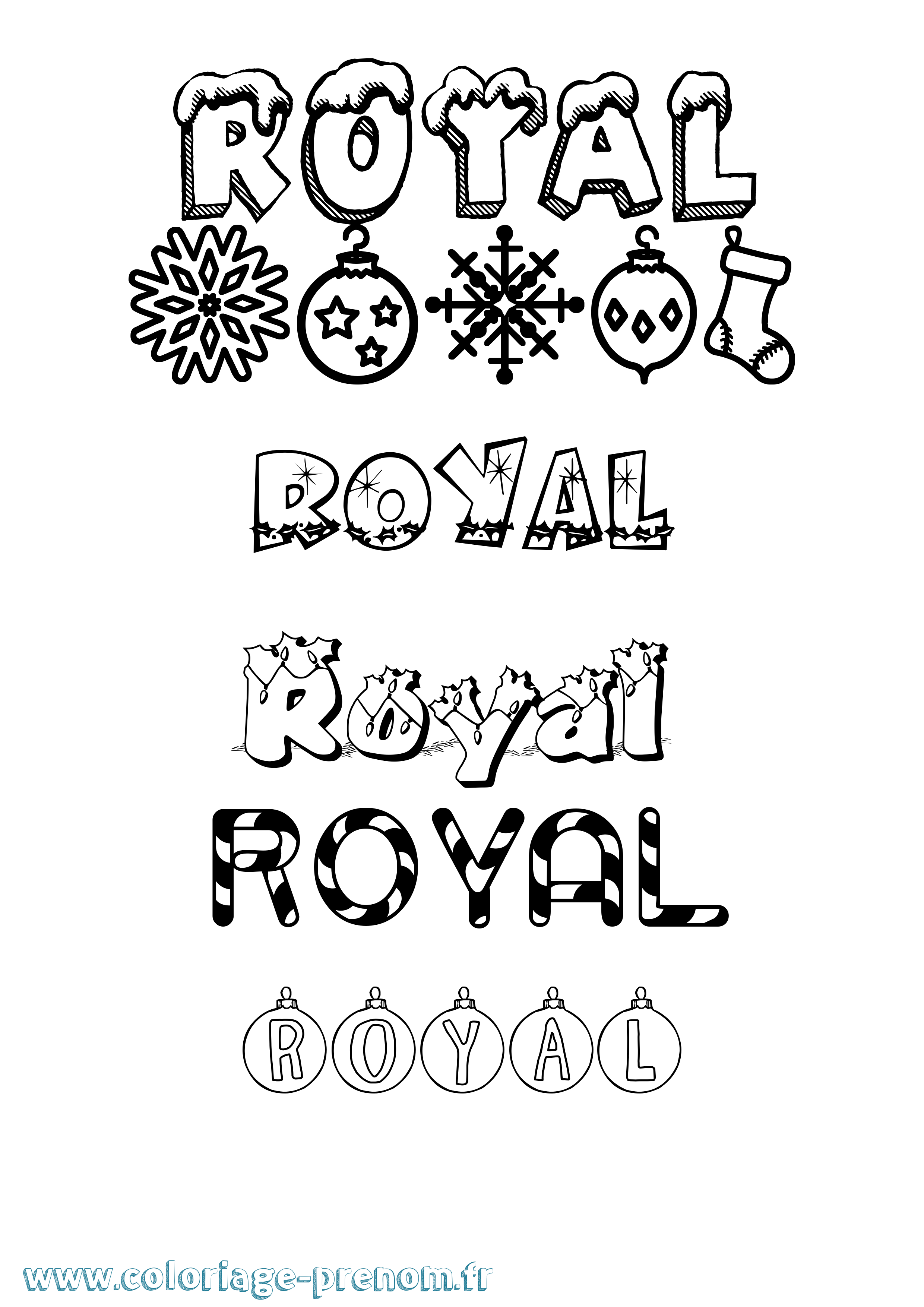 Coloriage Royal Noël Coloriage prénom Royal Noël