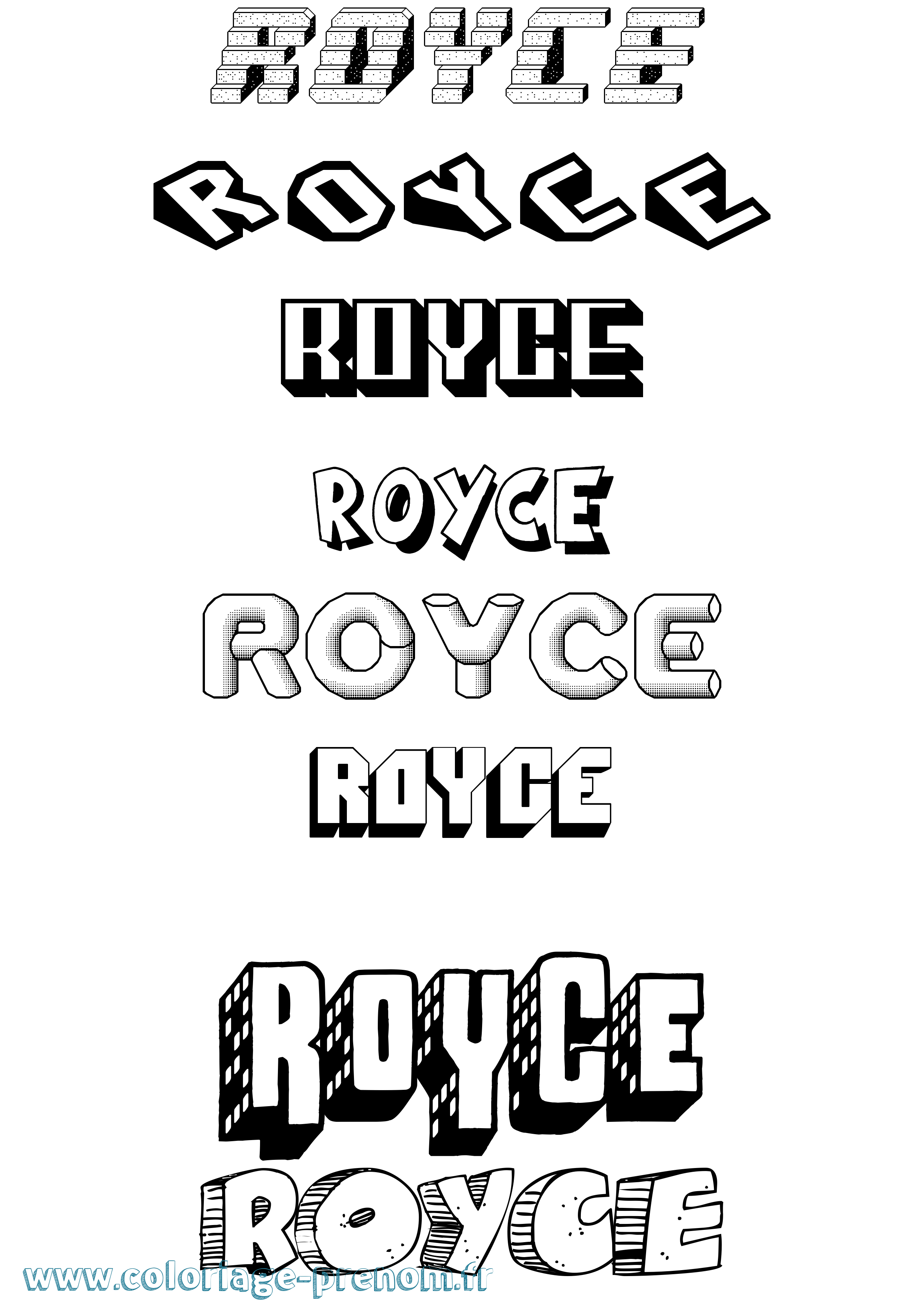 Coloriage Royce Effet 3D Coloriage prénom Royce Effet 3D