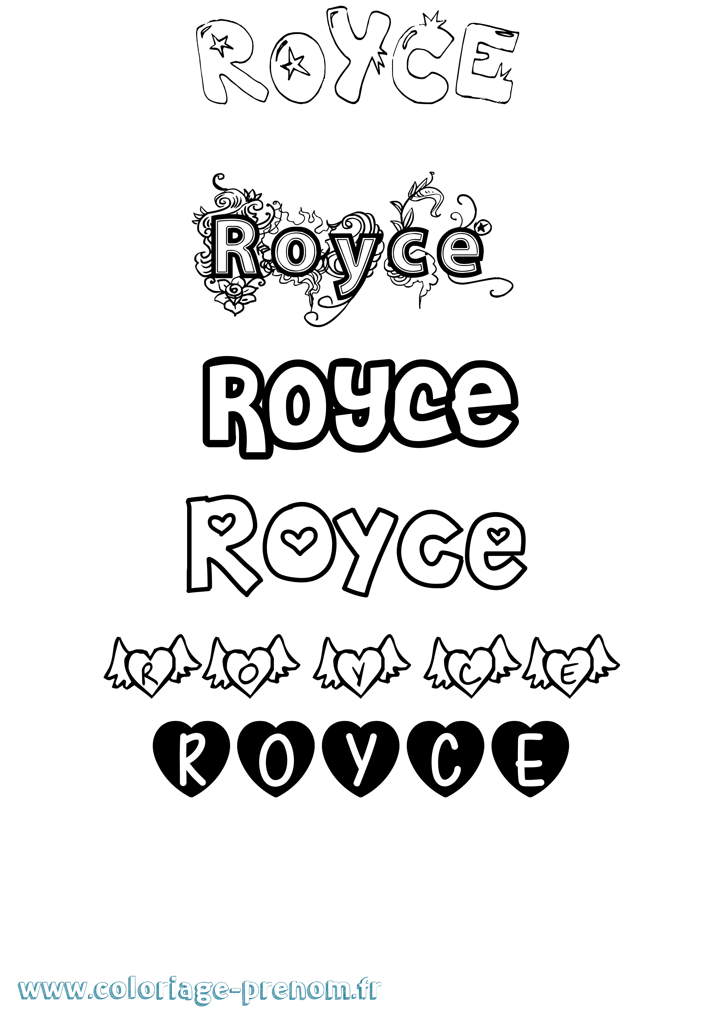 Coloriage Royce Girly Coloriage prénom Royce Girly
