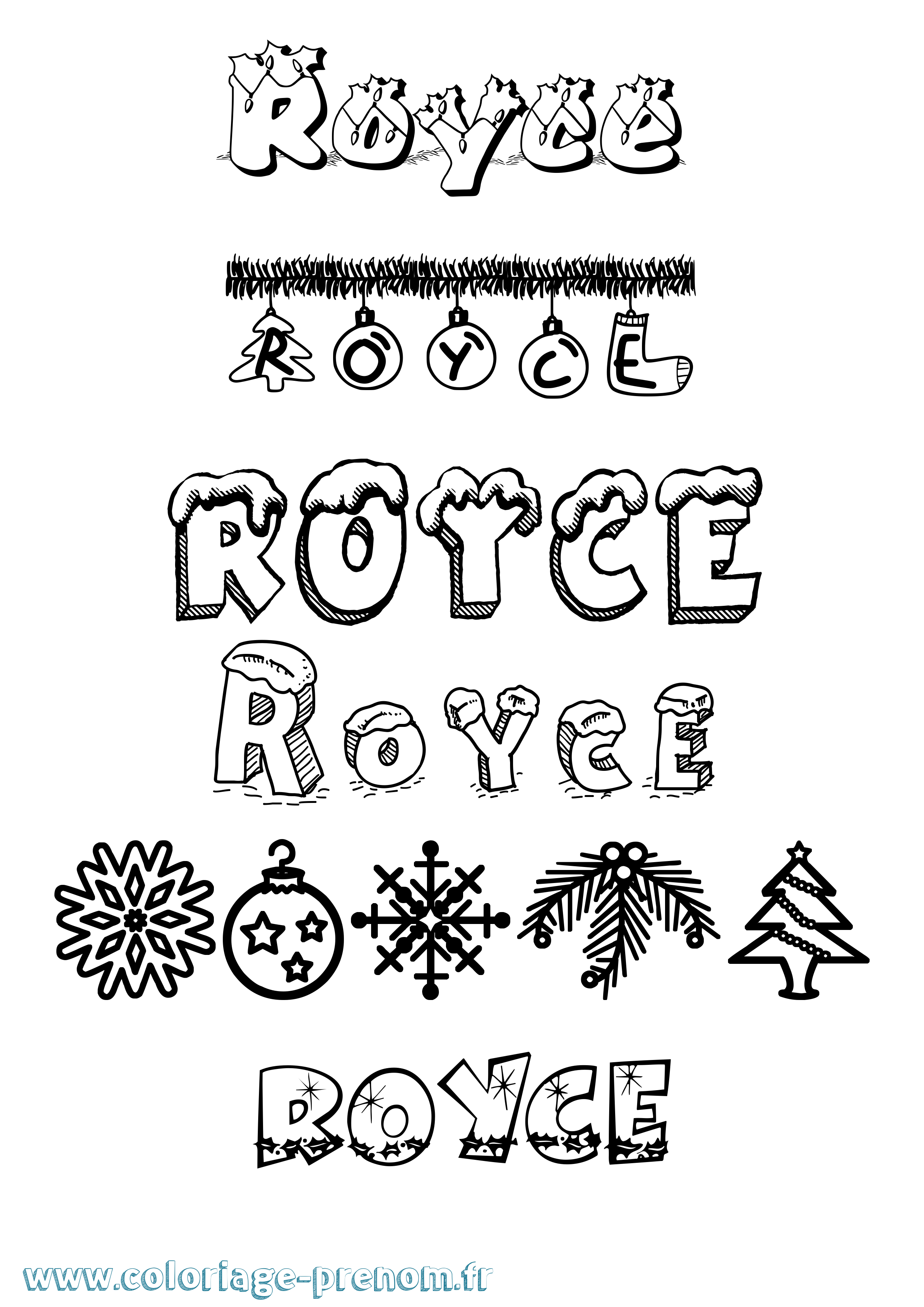 Coloriage Royce Noël Coloriage prénom Royce Noël
