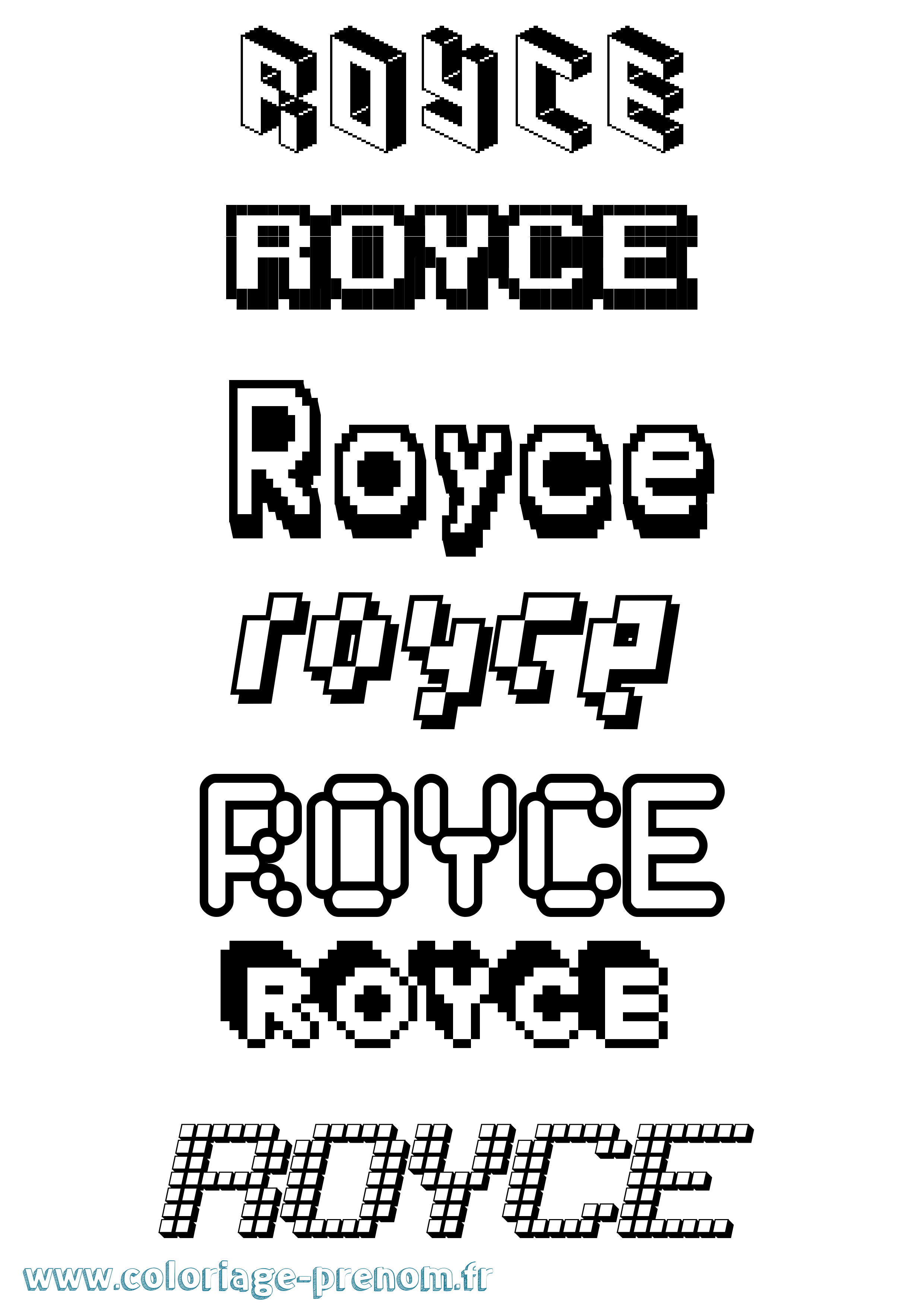 Coloriage Royce Pixel Coloriage prénom Royce Pixel