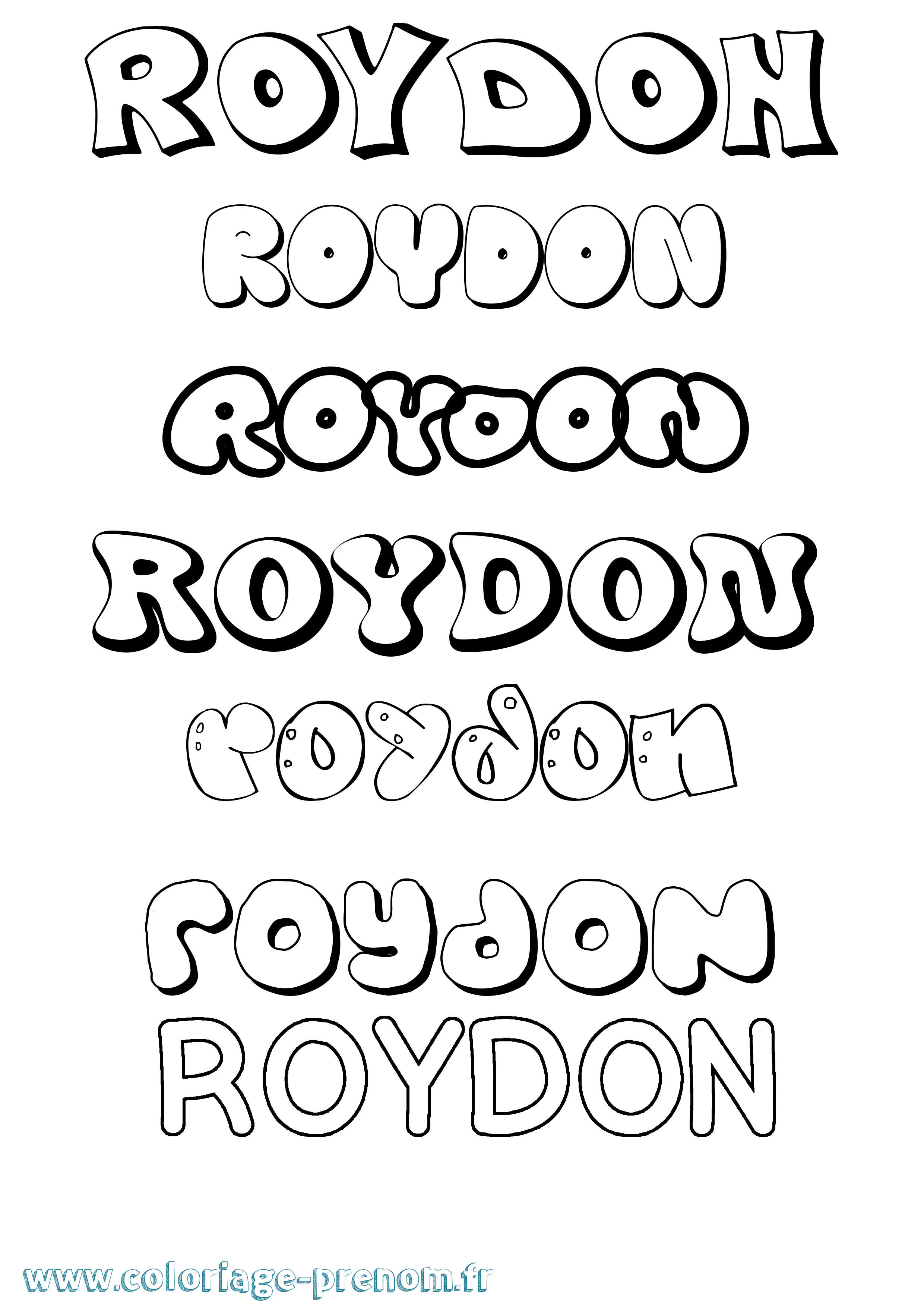 Coloriage Roydon Bubble Coloriage prénom Roydon Bubble