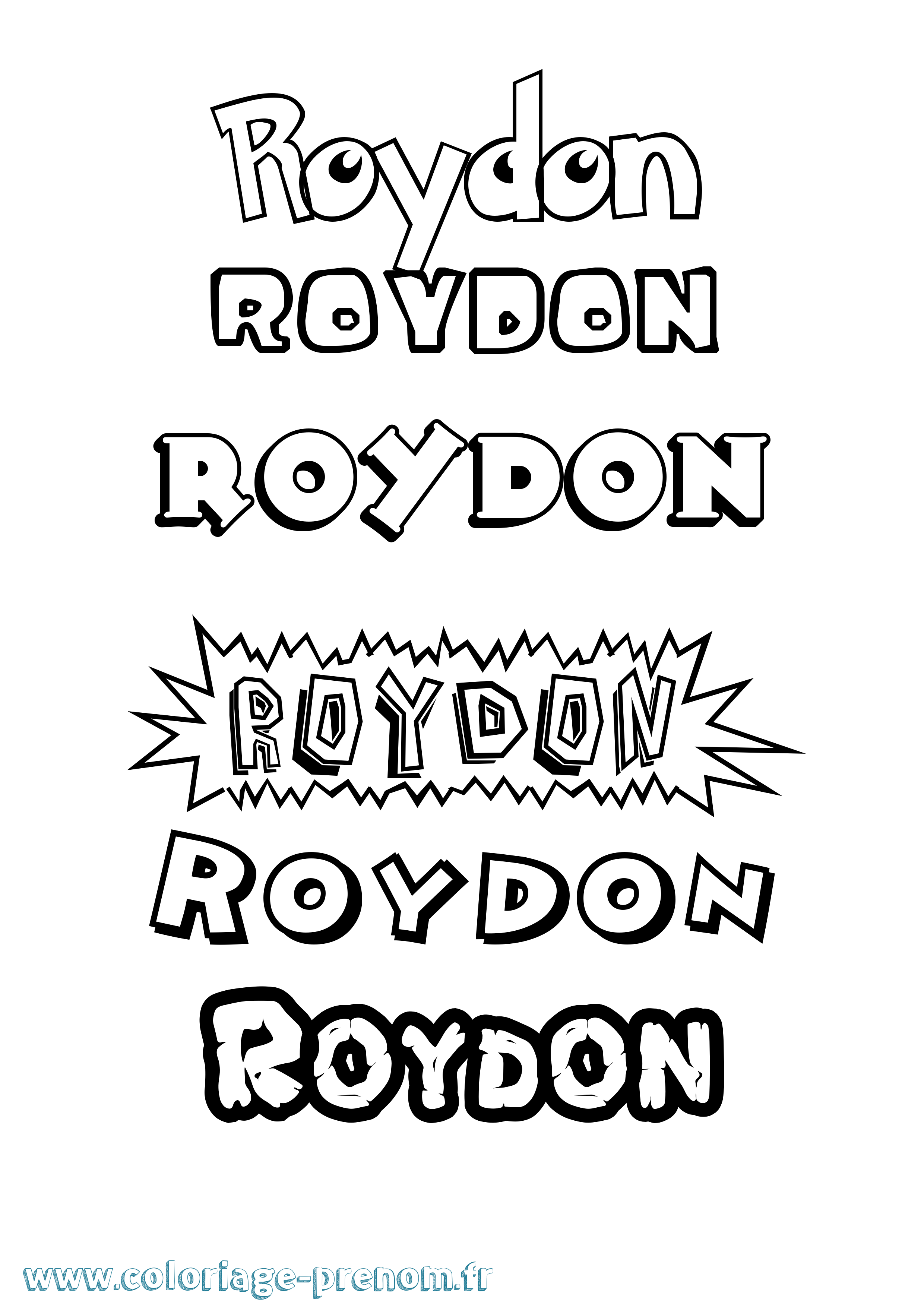 Coloriage Roydon Dessin Animé Coloriage prénom Roydon Dessin Animé