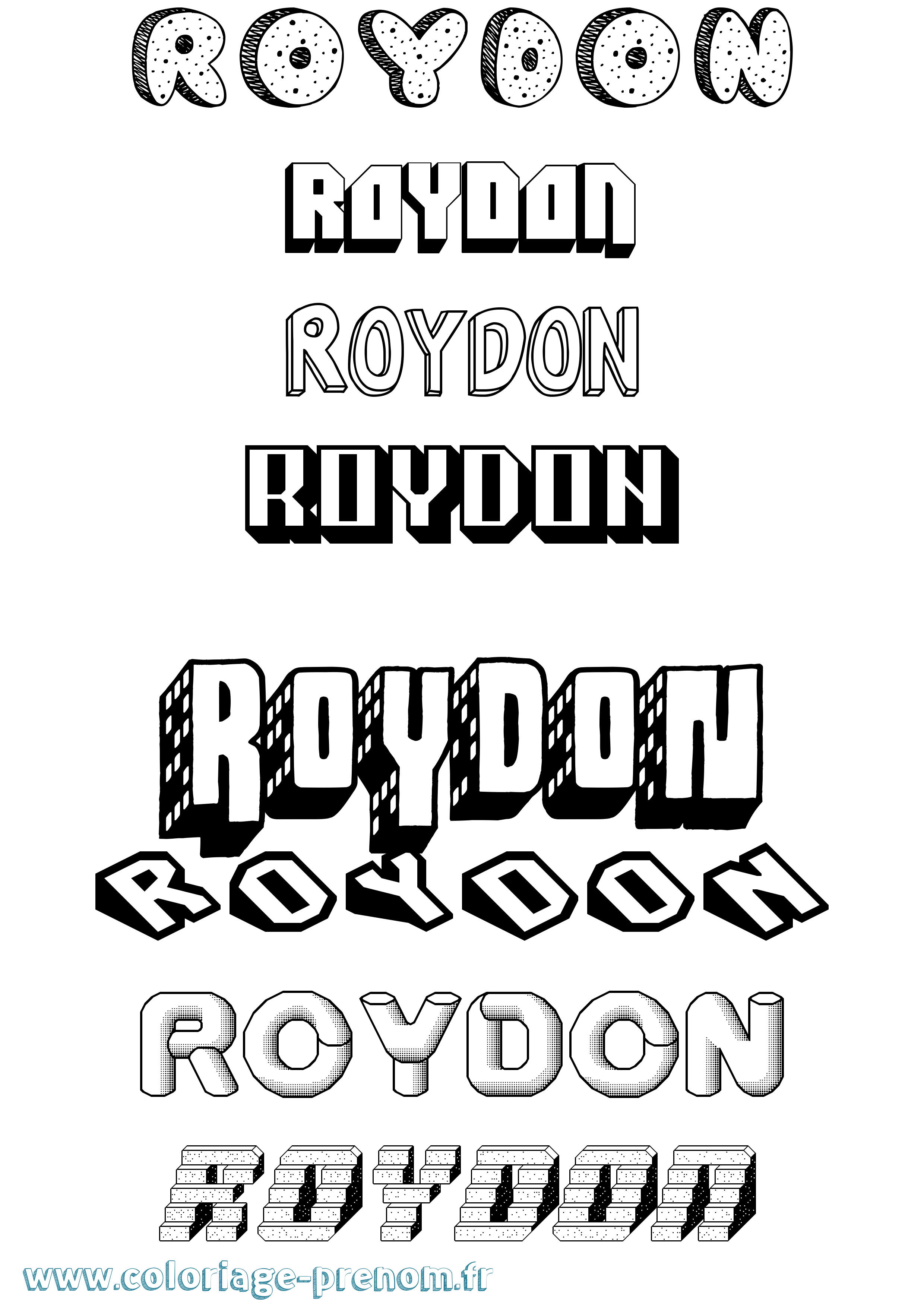Coloriage Roydon Effet 3D Coloriage prénom Roydon Effet 3D