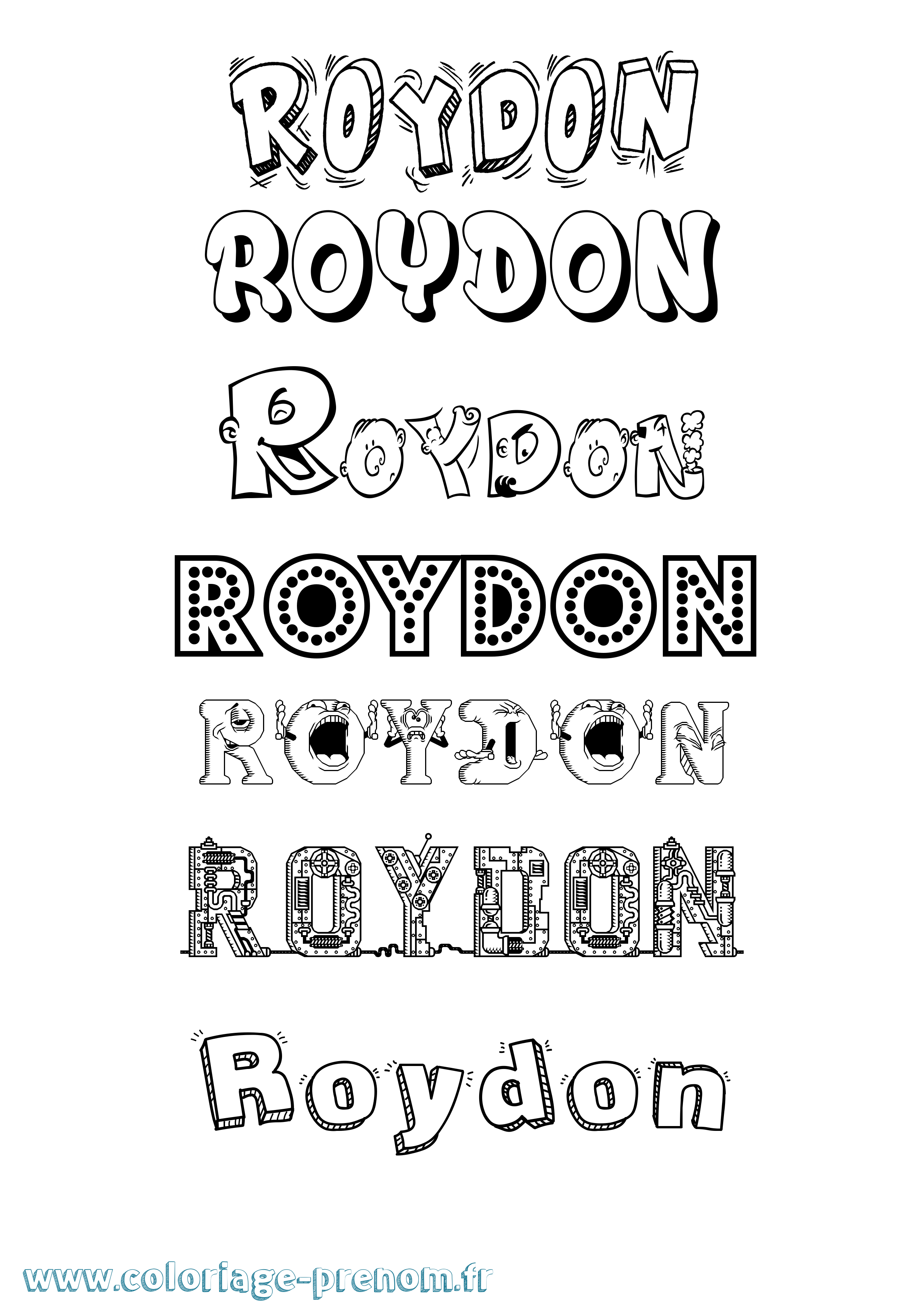 Coloriage Roydon Fun Coloriage prénom Roydon Fun