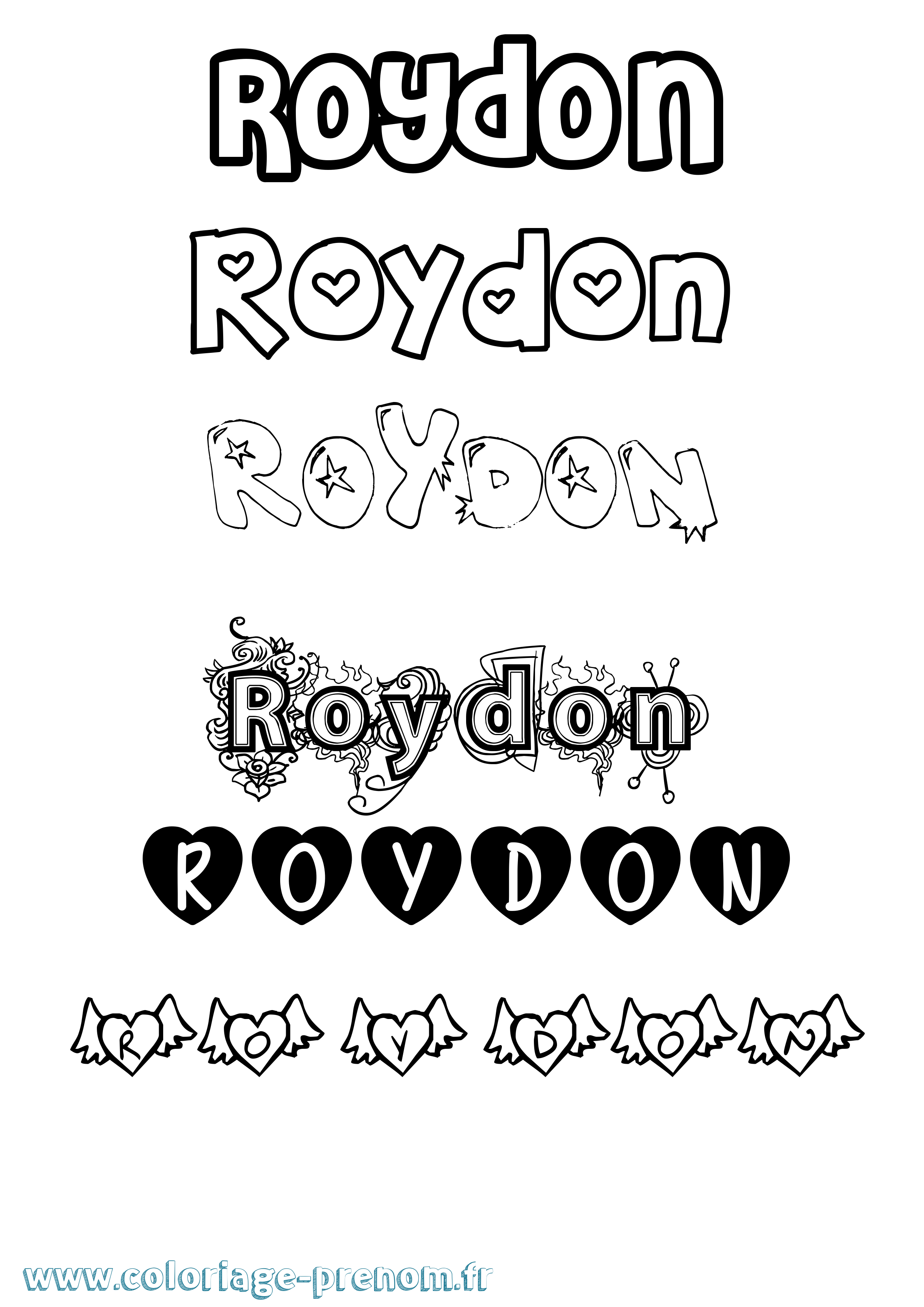 Coloriage Roydon Girly Coloriage prénom Roydon Girly