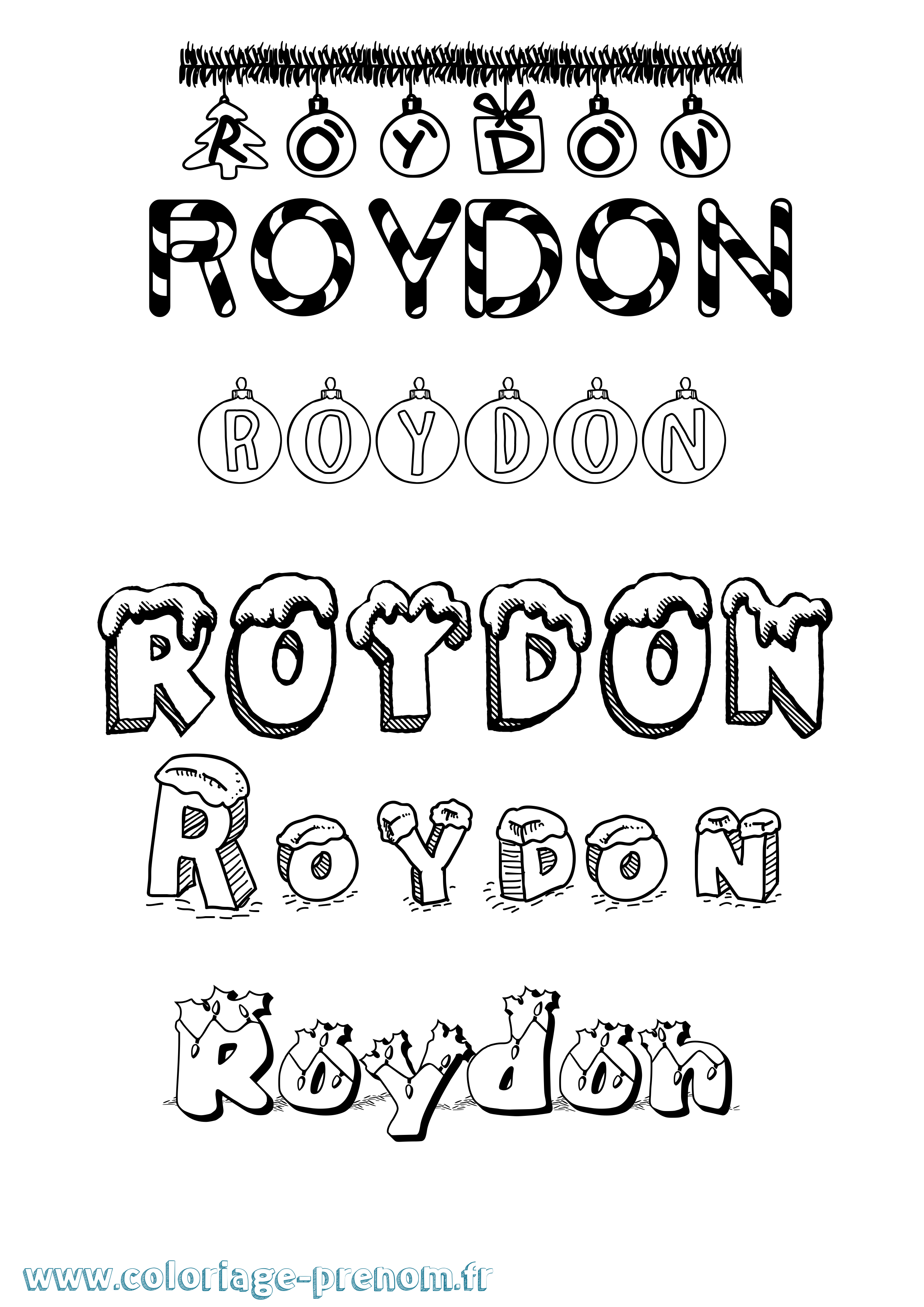 Coloriage Roydon Noël Coloriage prénom Roydon Noël