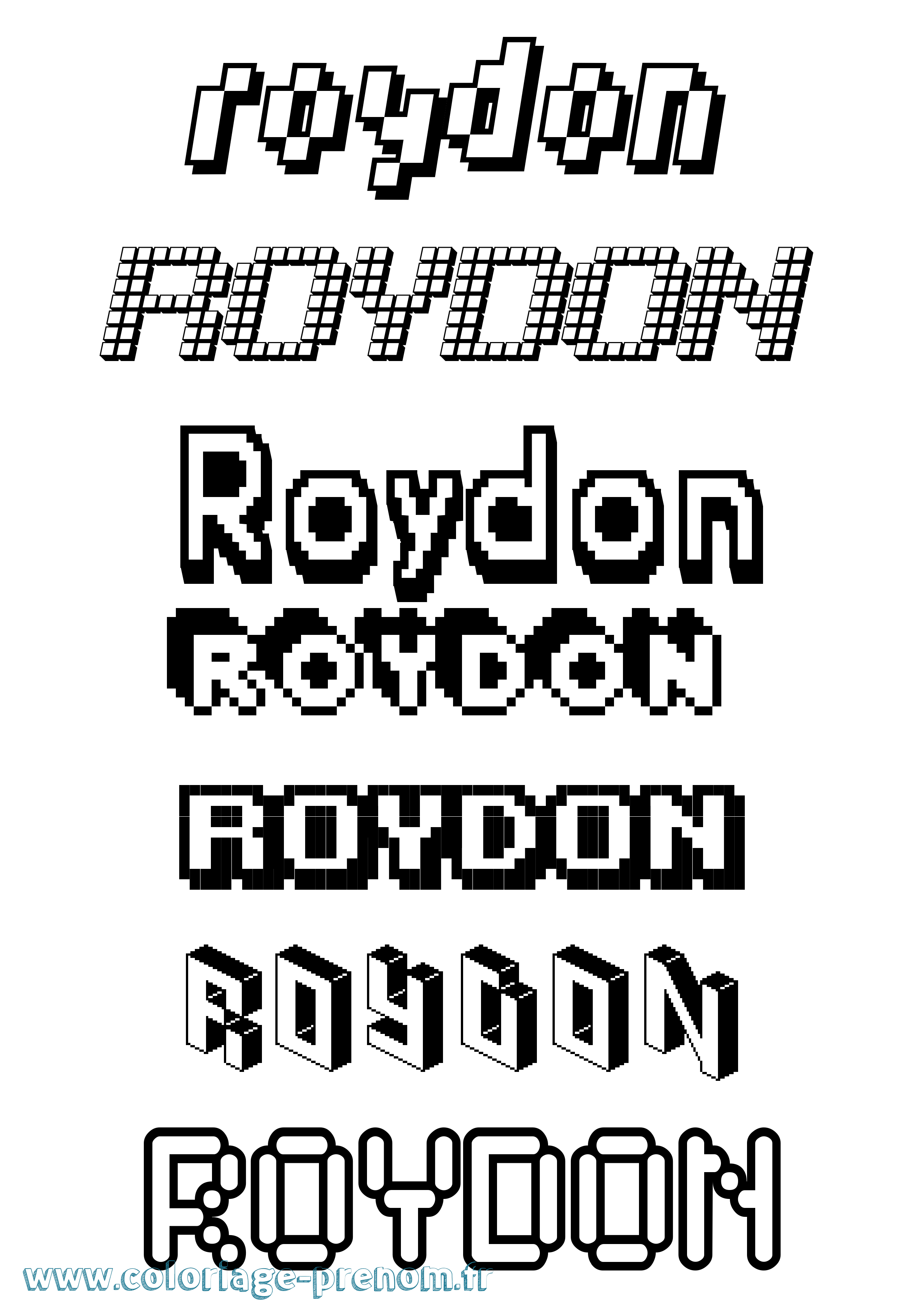 Coloriage Roydon Pixel Coloriage prénom Roydon Pixel