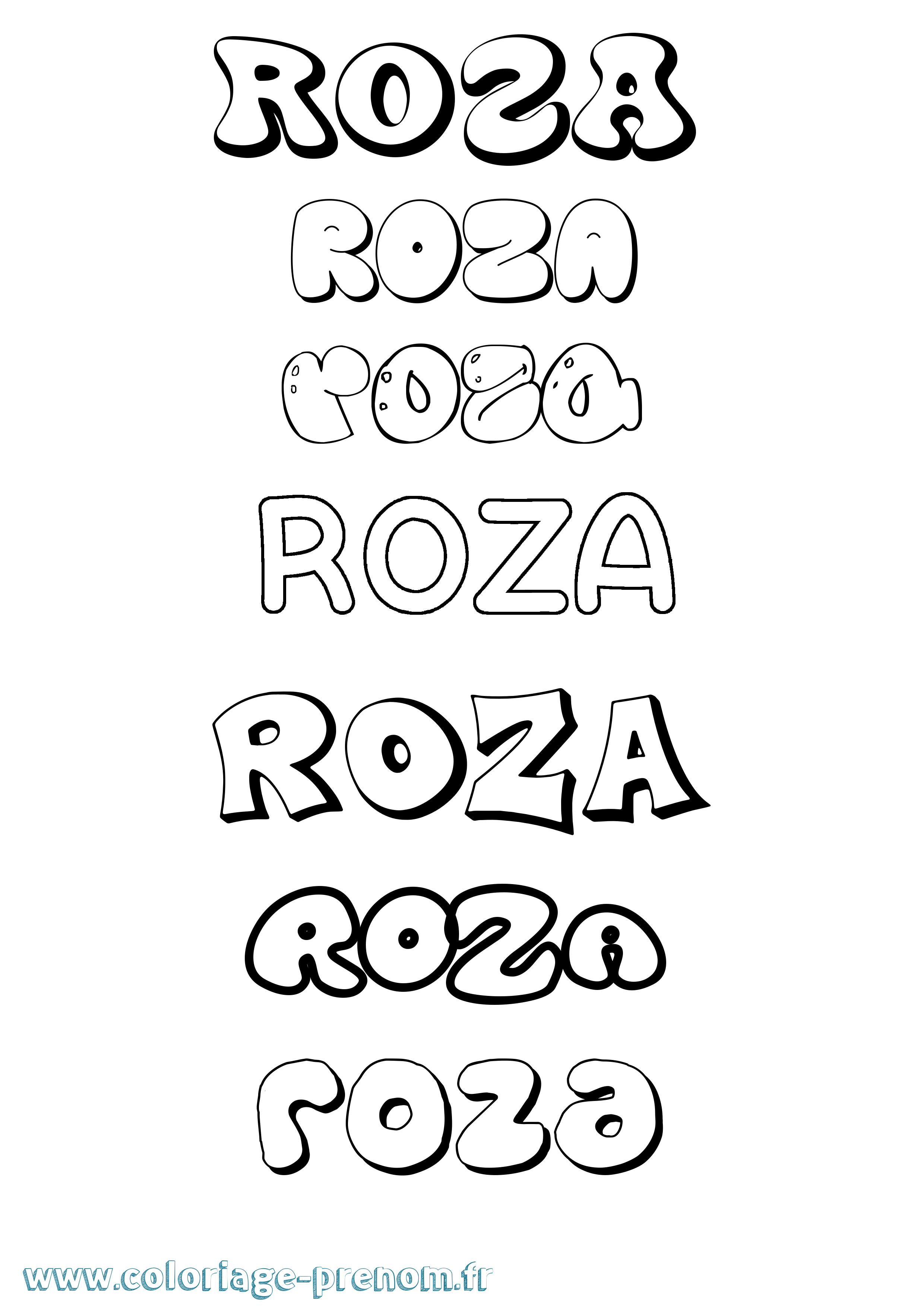Coloriage Roza Bubble Coloriage prénom Roza Bubble