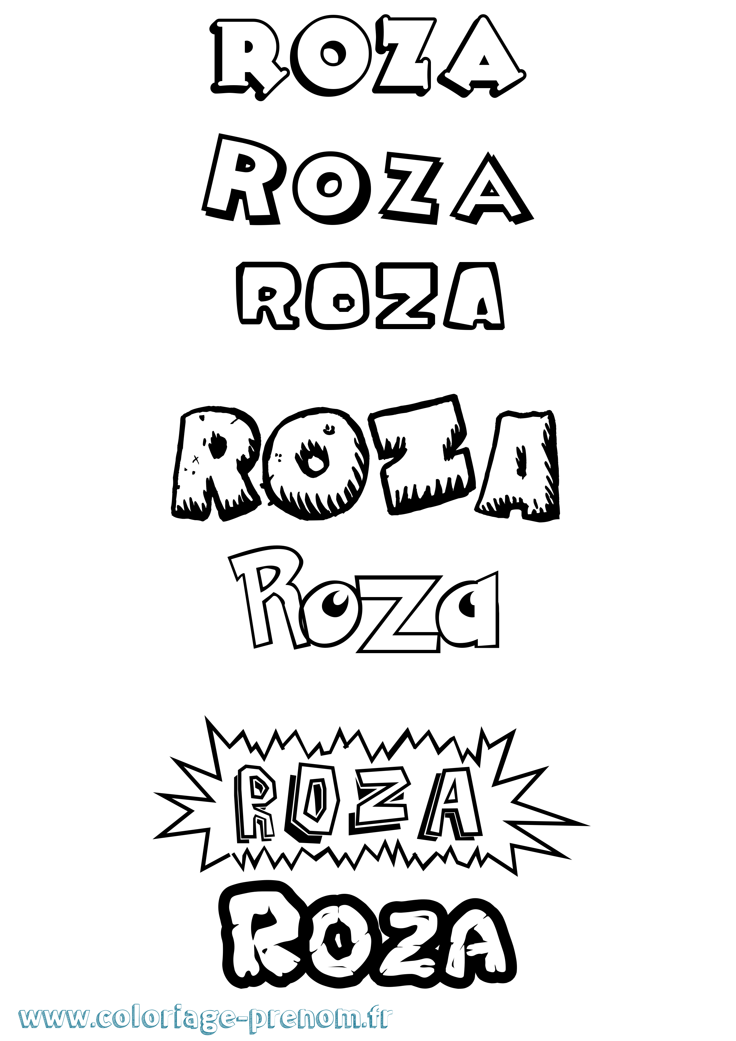 Coloriage Roza Dessin Animé Coloriage prénom Roza Dessin Animé