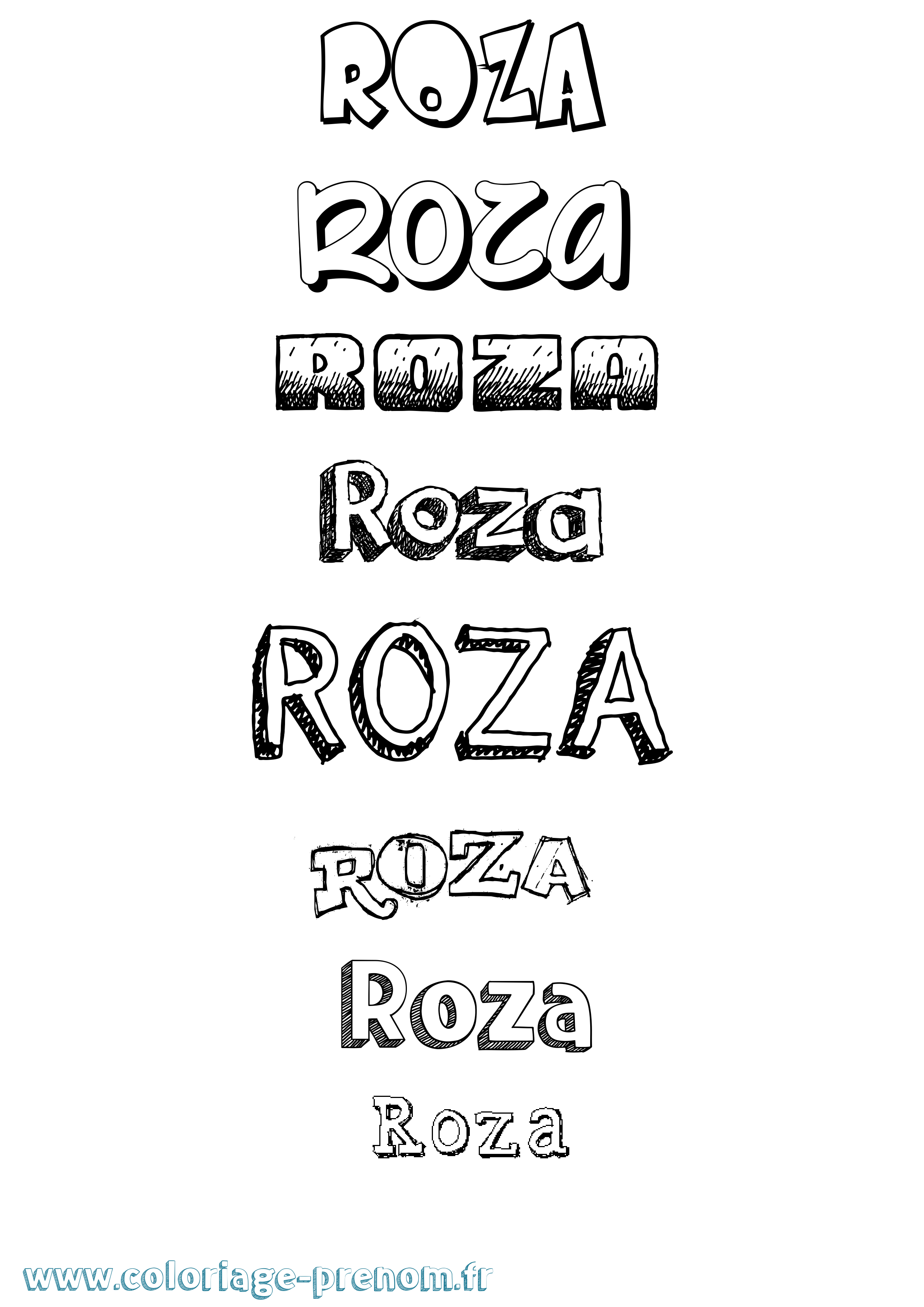Coloriage Roza Dessiné Coloriage prénom Roza Dessiné