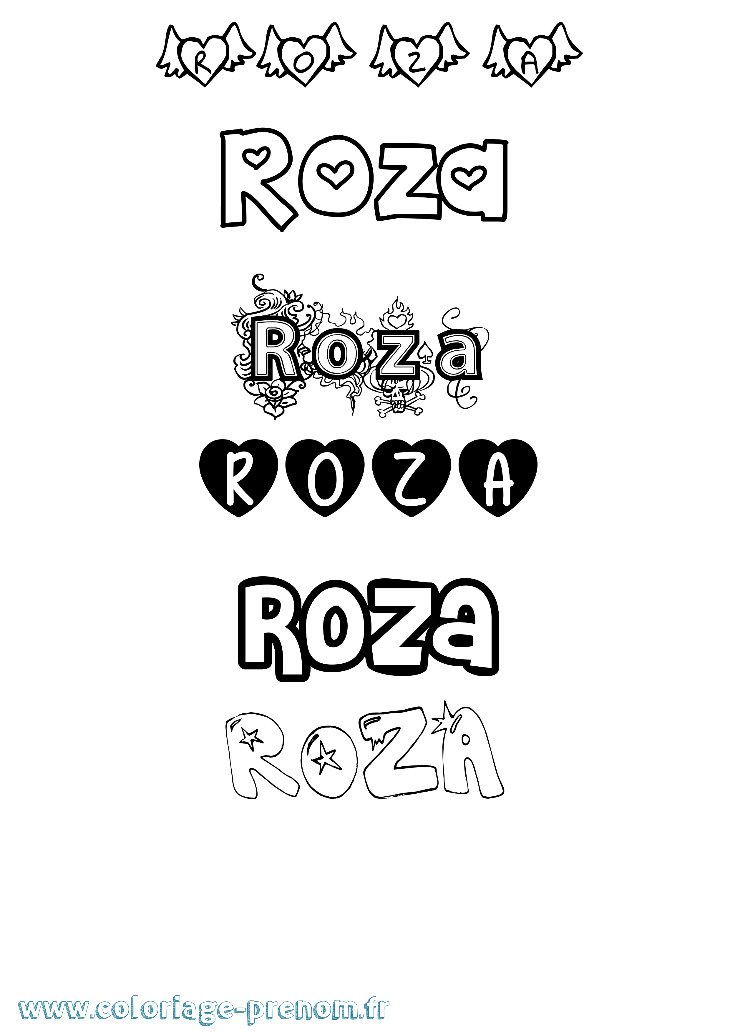 Coloriage Roza Girly Coloriage prénom Roza Girly