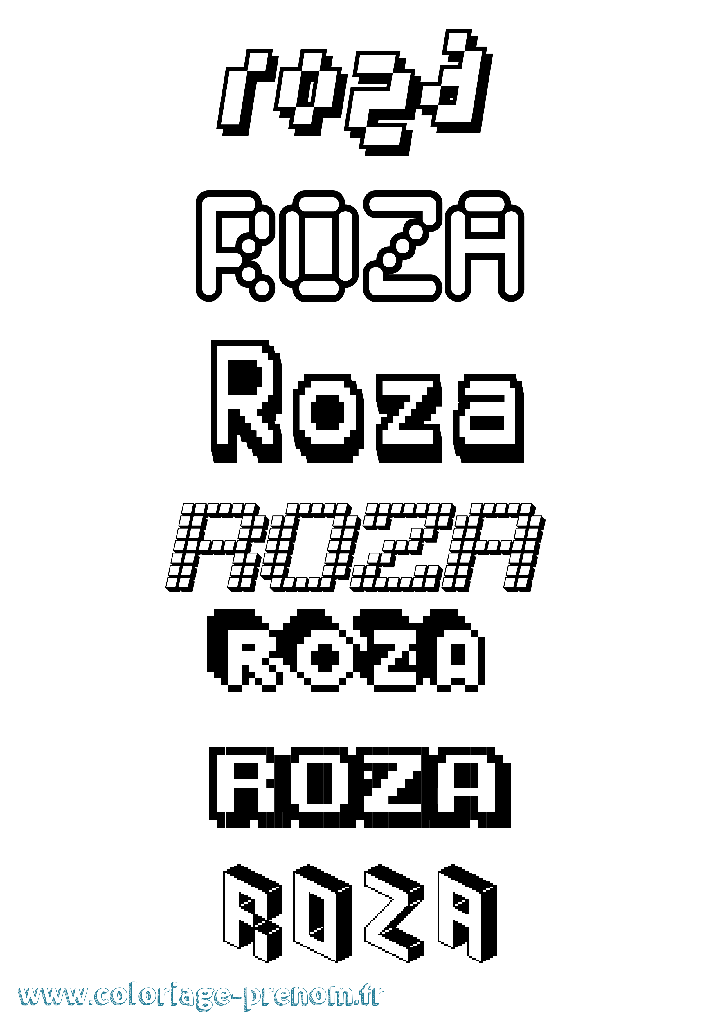 Coloriage Roza Pixel Coloriage prénom Roza Pixel