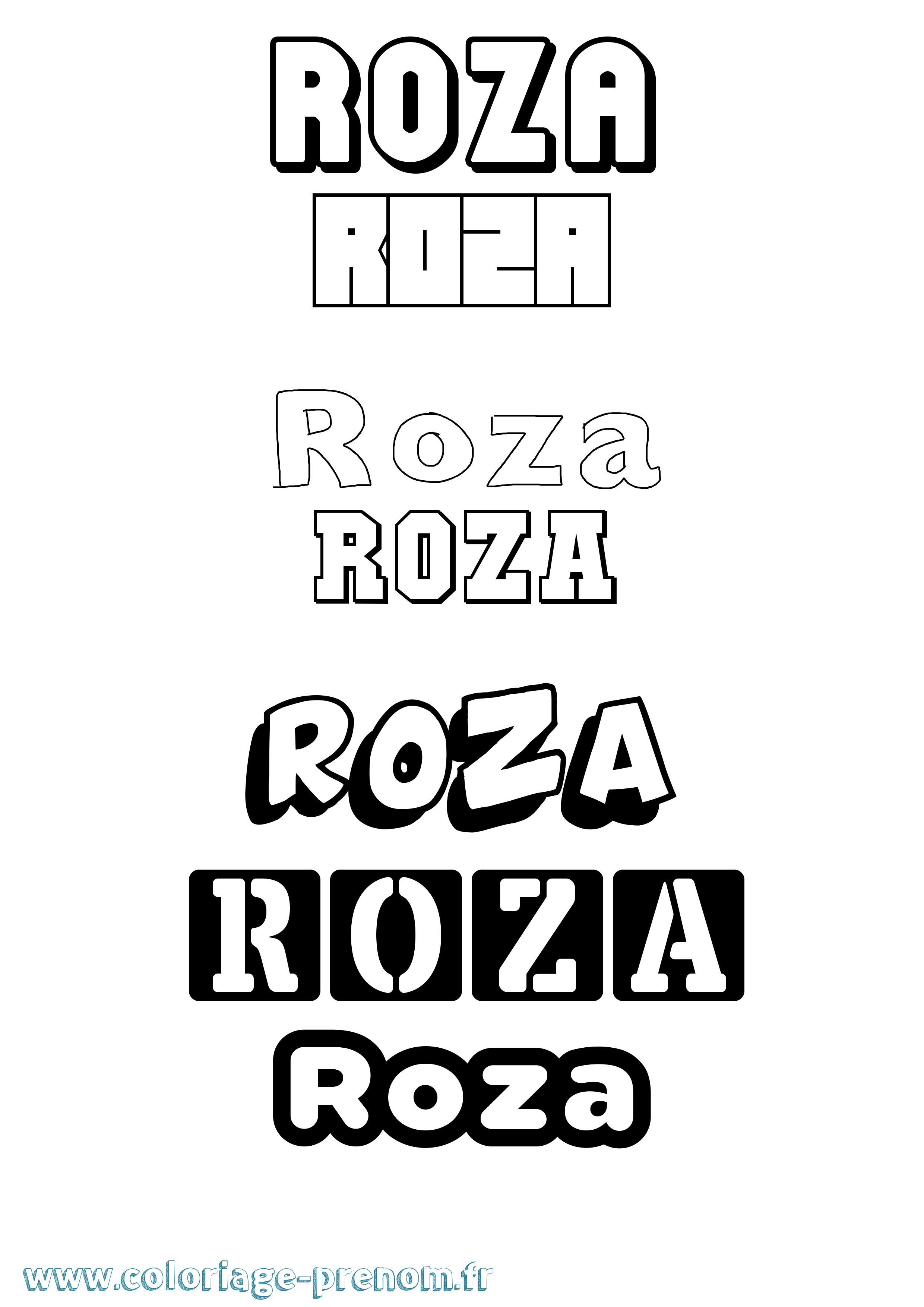 Coloriage Roza Simple Coloriage prénom Roza Simple