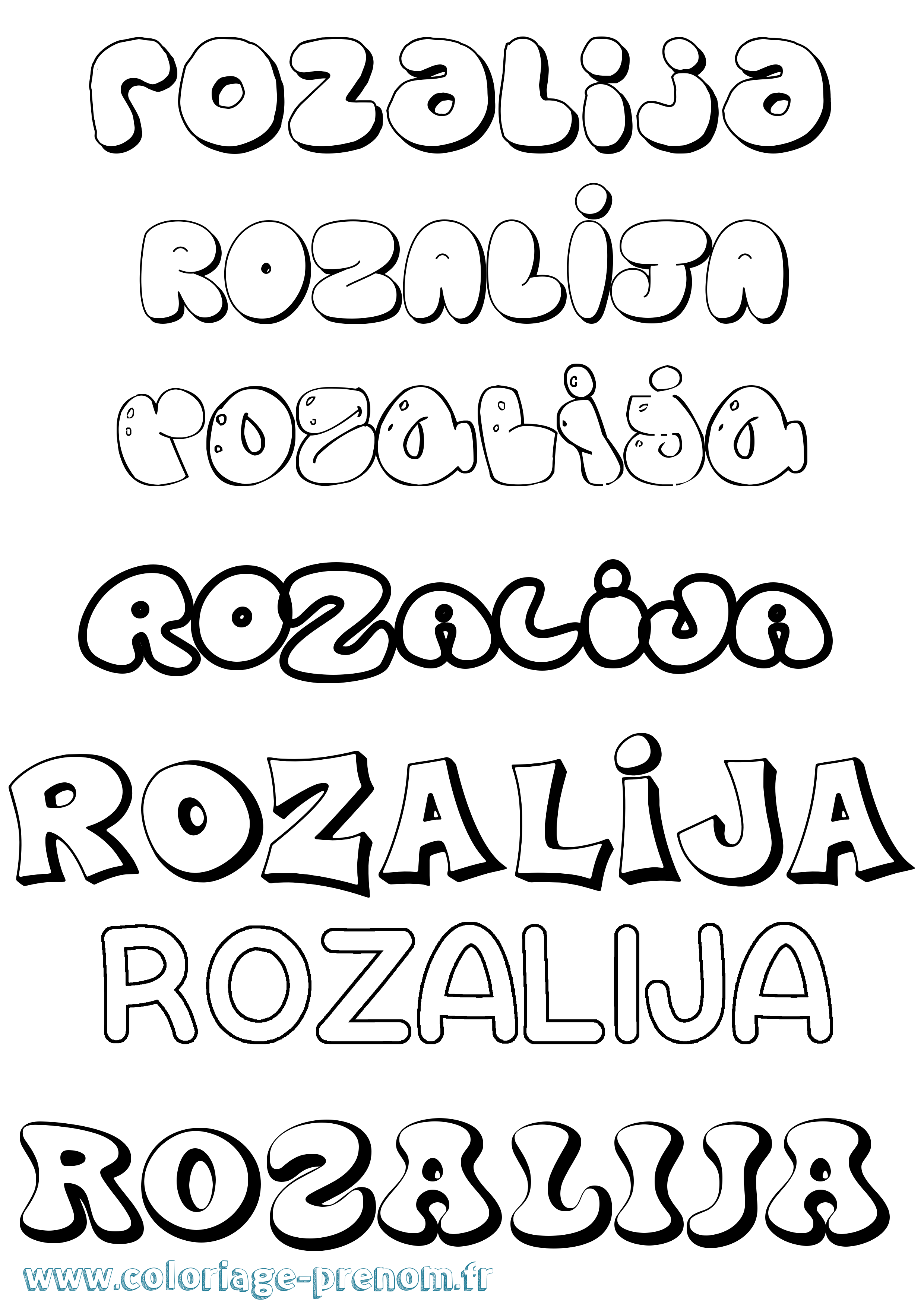 Coloriage Rozalija Bubble Coloriage prénom Rozalija Bubble