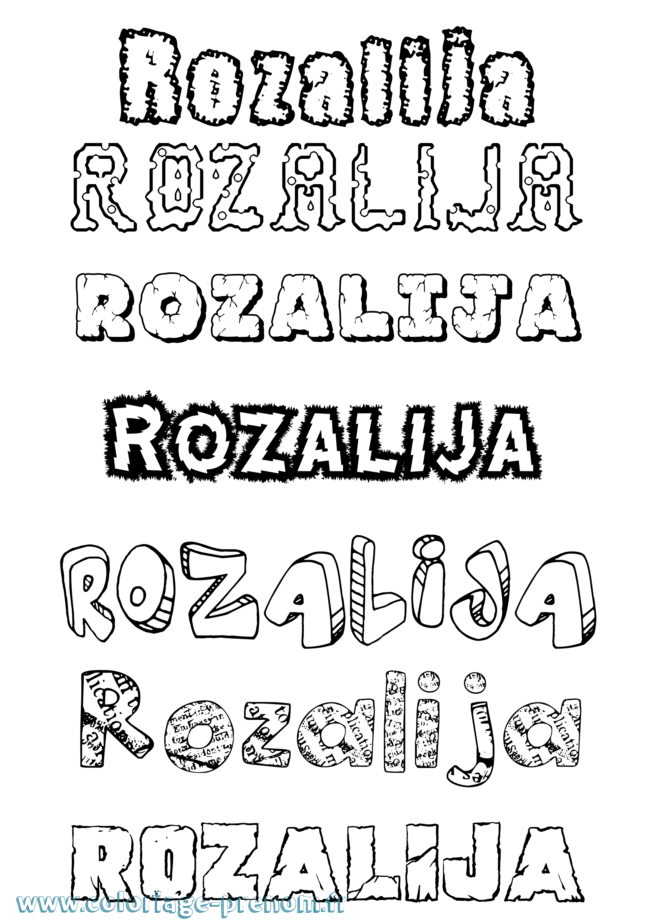 Coloriage Rozalija Destructuré Coloriage prénom Rozalija Destructuré
