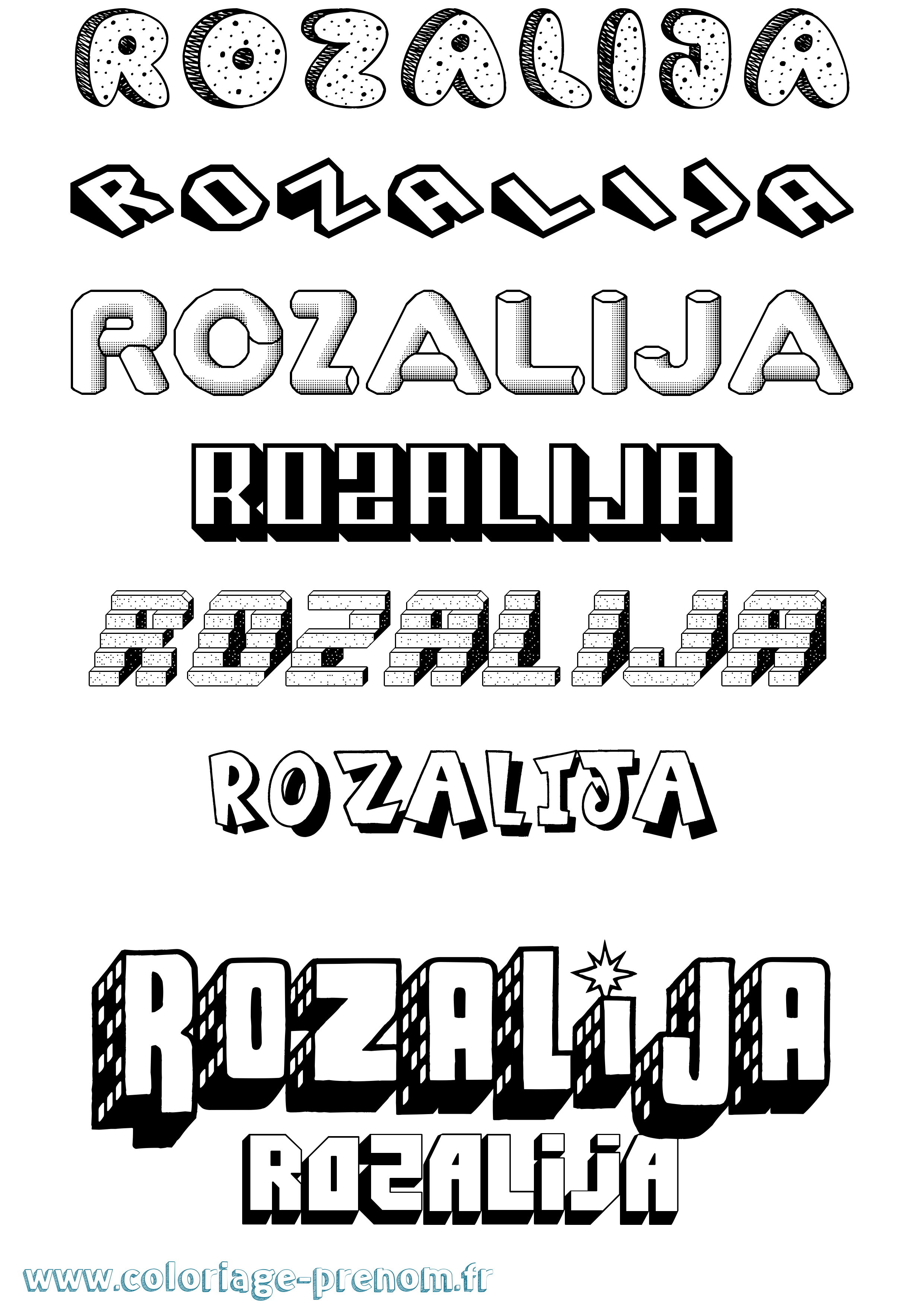Coloriage Rozalija Effet 3D Coloriage prénom Rozalija Effet 3D