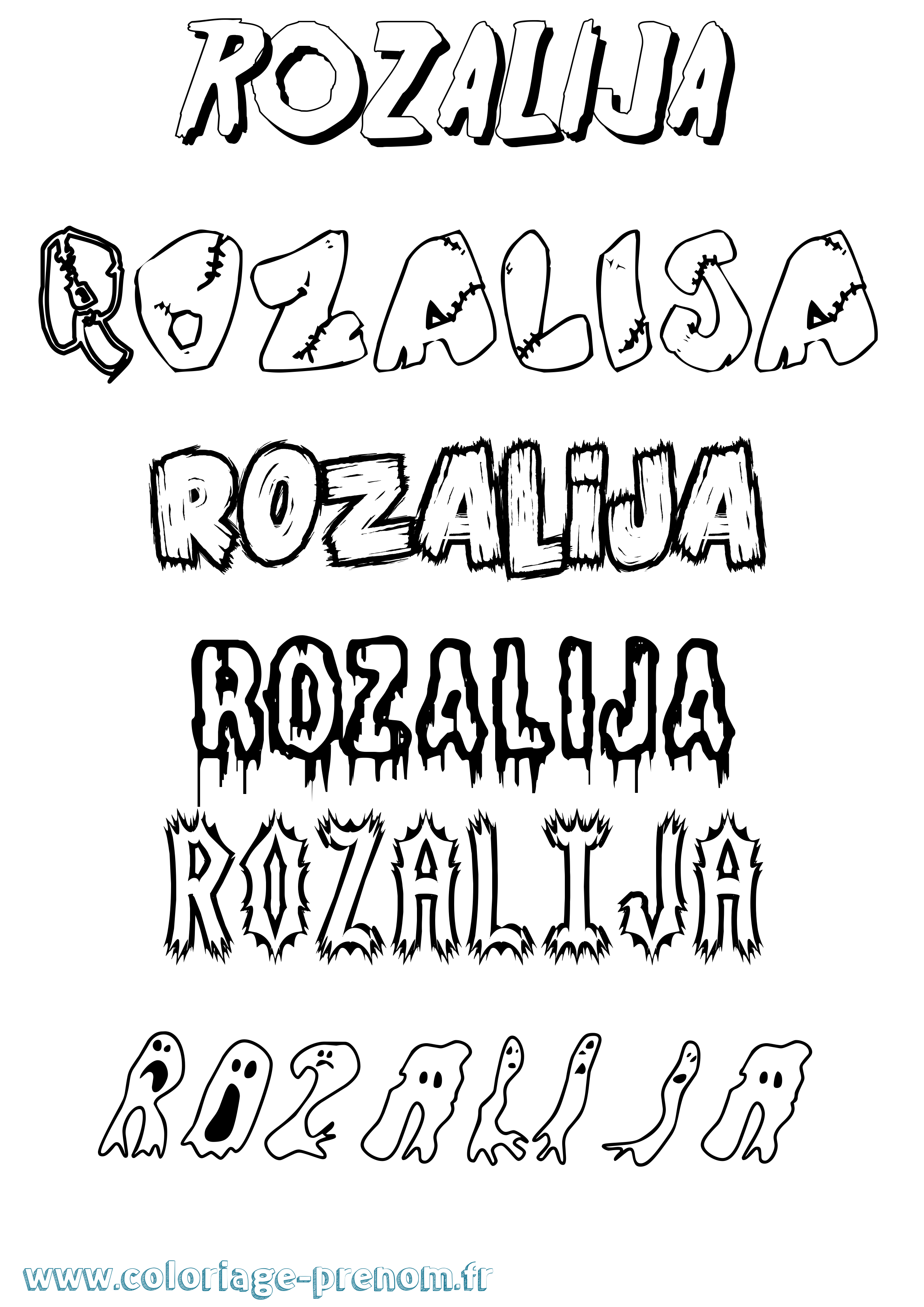 Coloriage Rozalija Frisson Coloriage prénom Rozalija Frisson