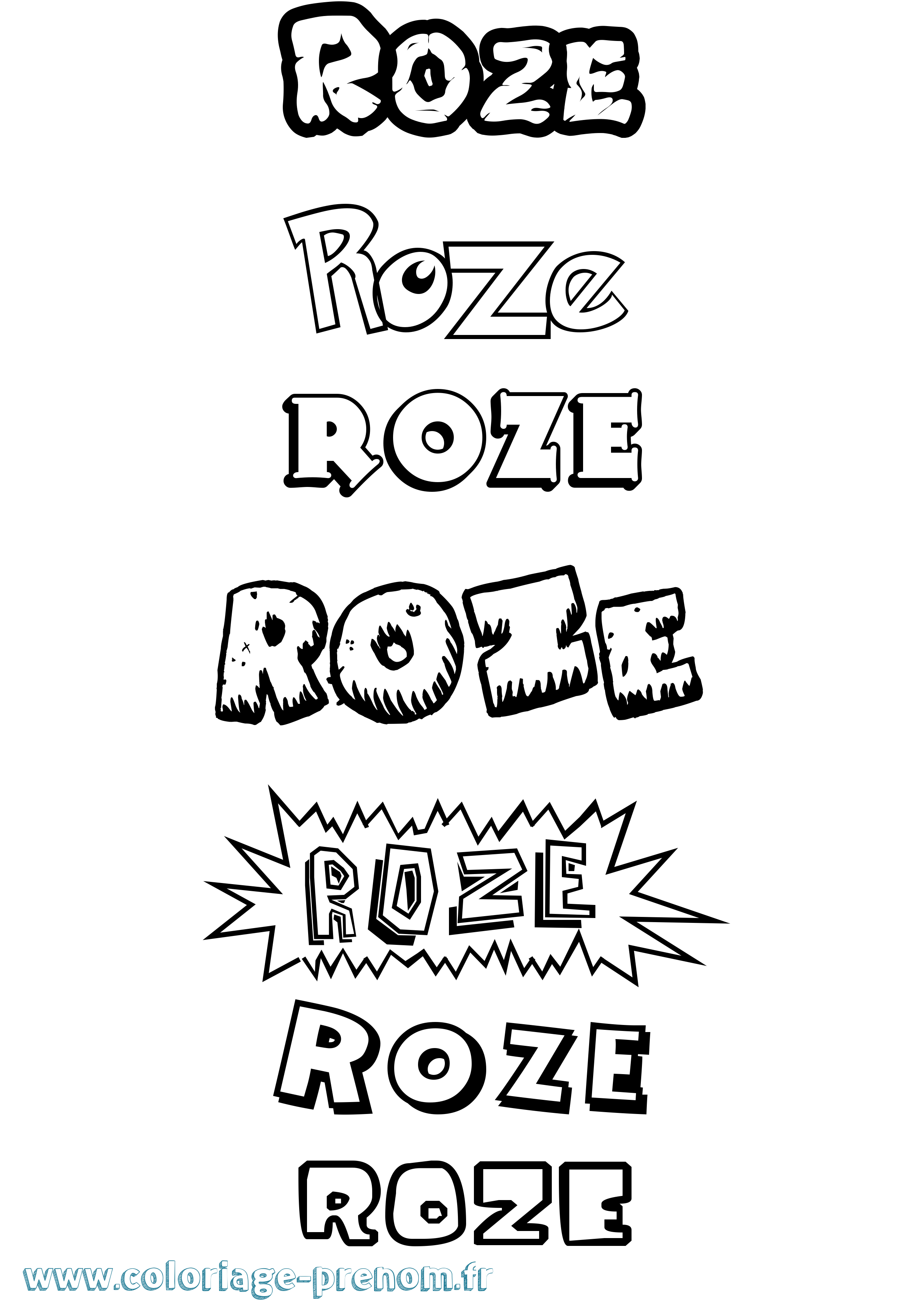 Coloriage Roze Dessin Animé Coloriage prénom Roze Dessin Animé