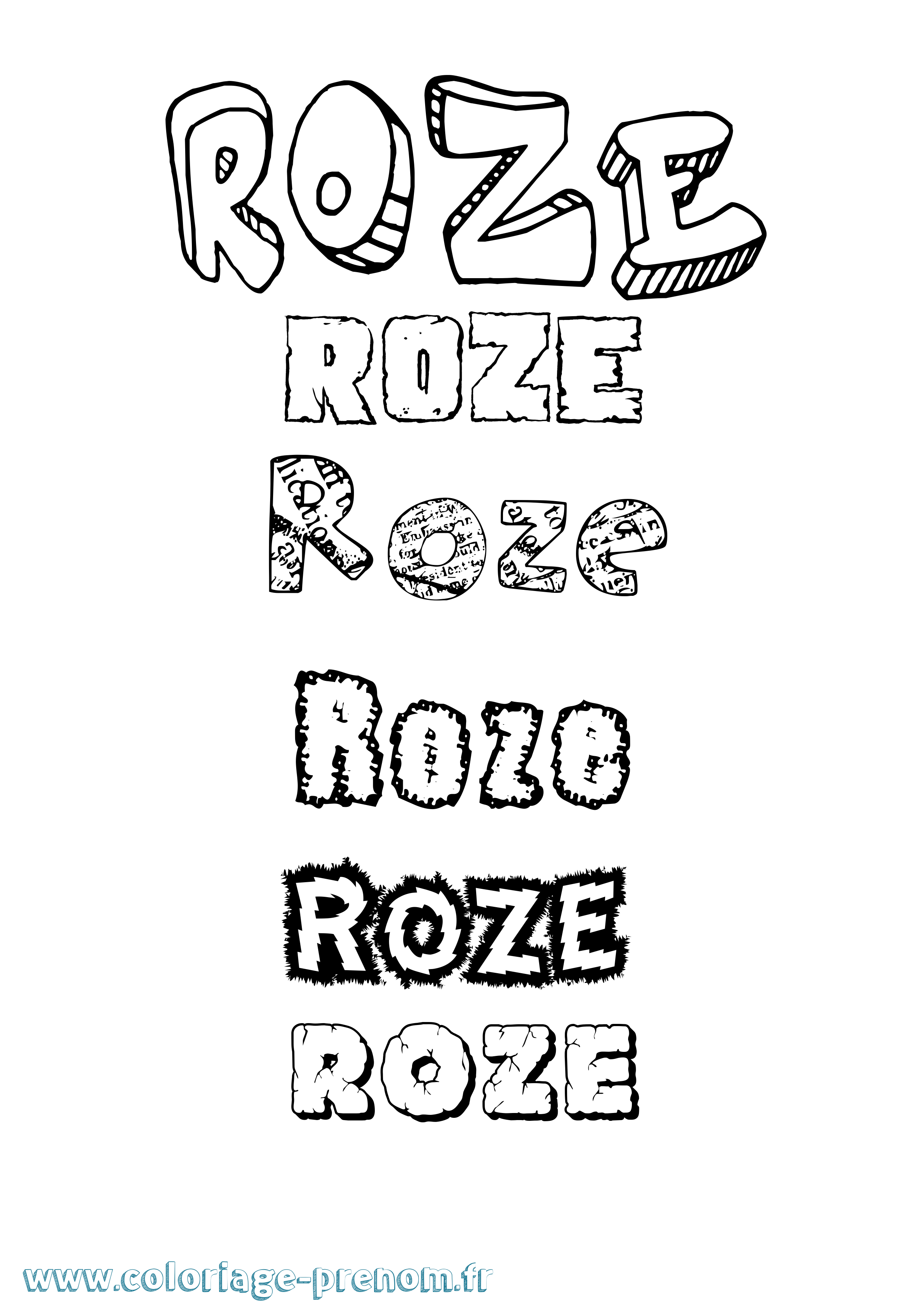 Coloriage Roze Destructuré Coloriage prénom Roze Destructuré